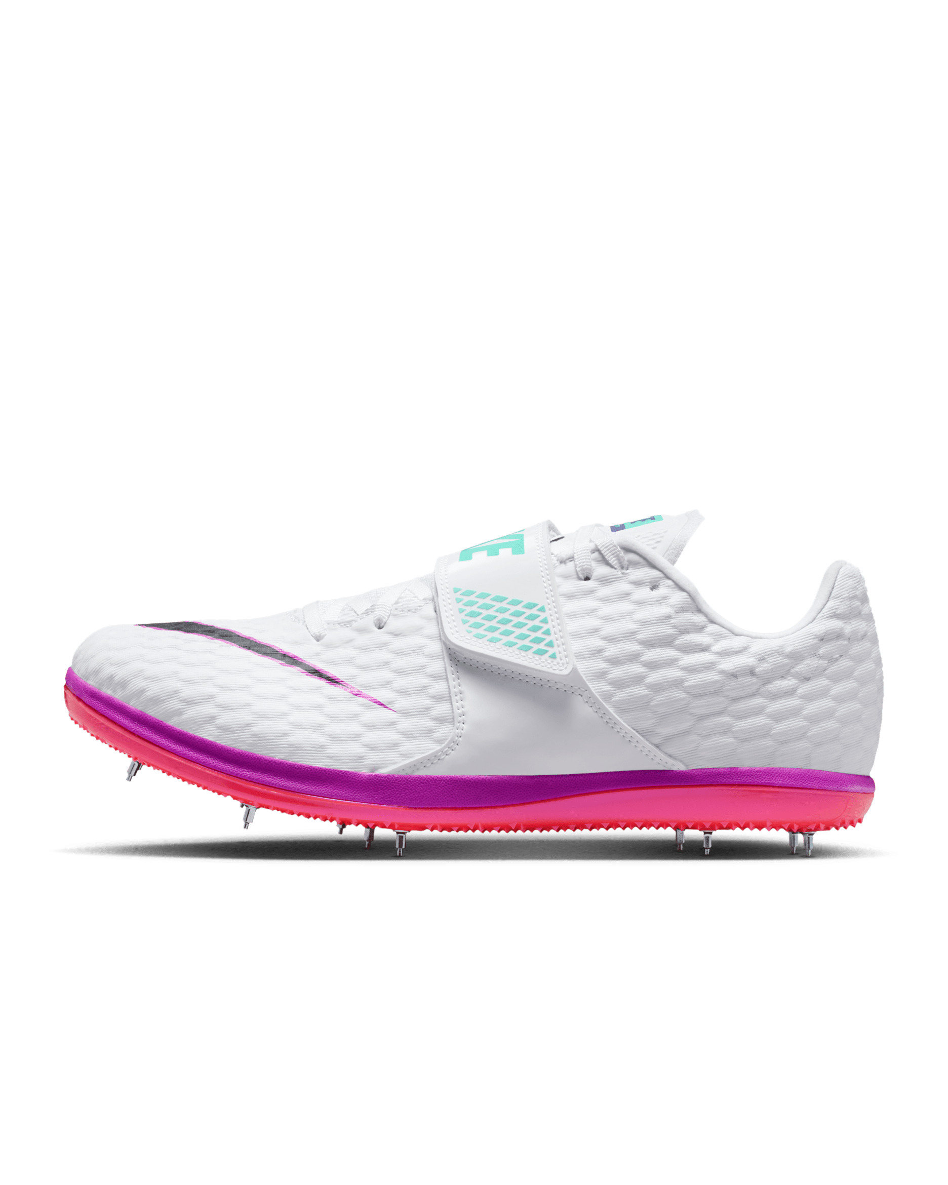 Spikes para salto y atletismo Nike High Jump Elite - Blanco/Carmesí brillante/Hipervioleta/Obsidiana