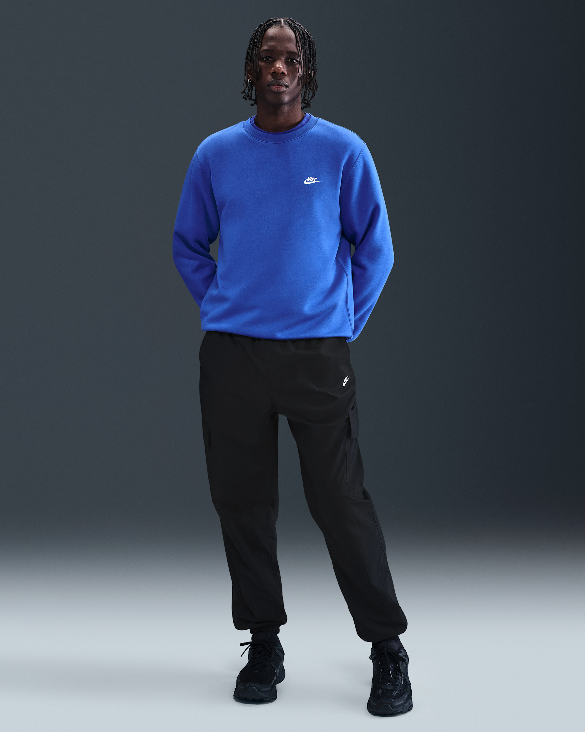 Pánské tkané cargo kalhoty Nike Club - Černá/Bílá