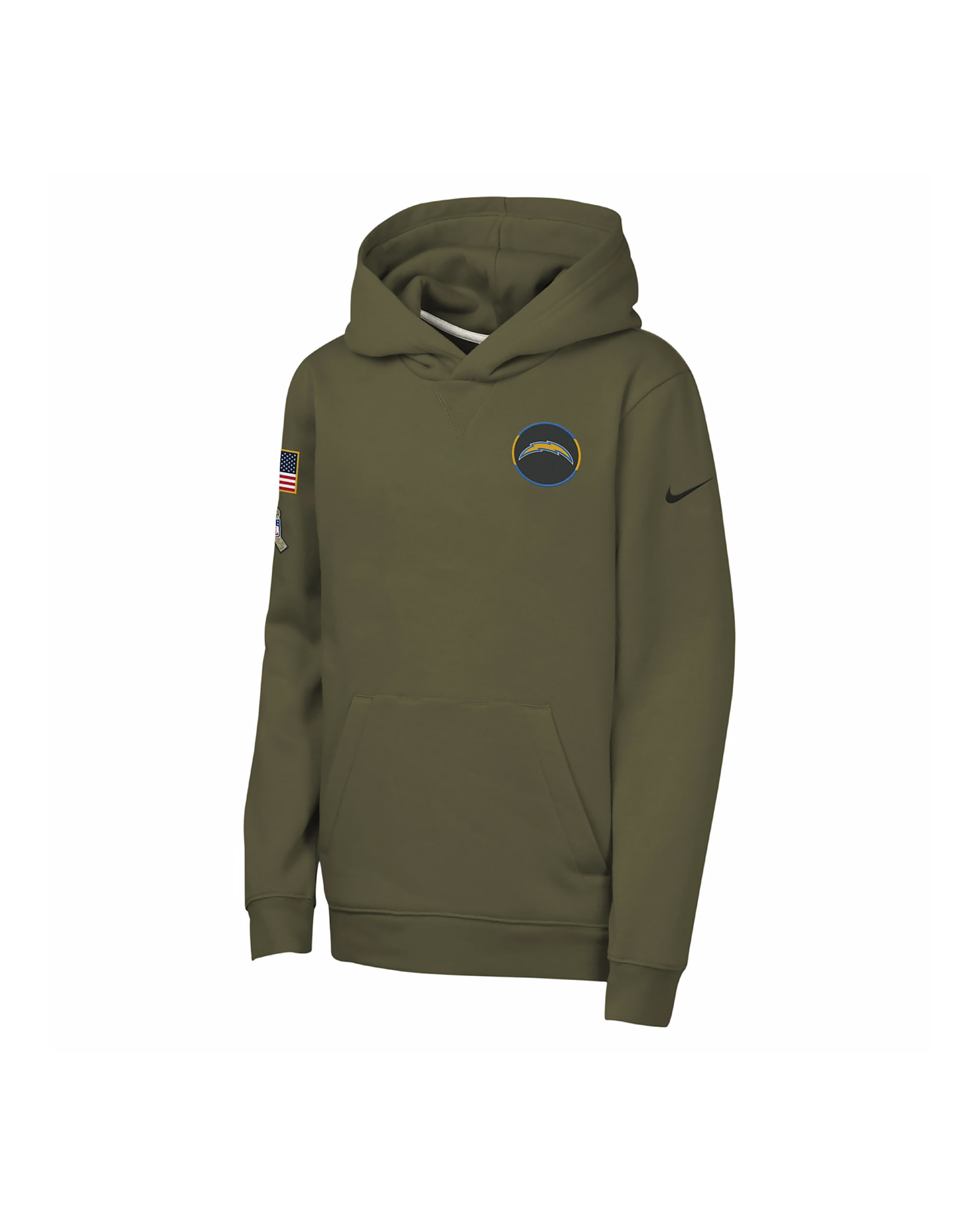 Nike Club Fleece NFL Los Angeles Chargets Big Kids' "Salute to Service" Pullover Hoodie - Olive