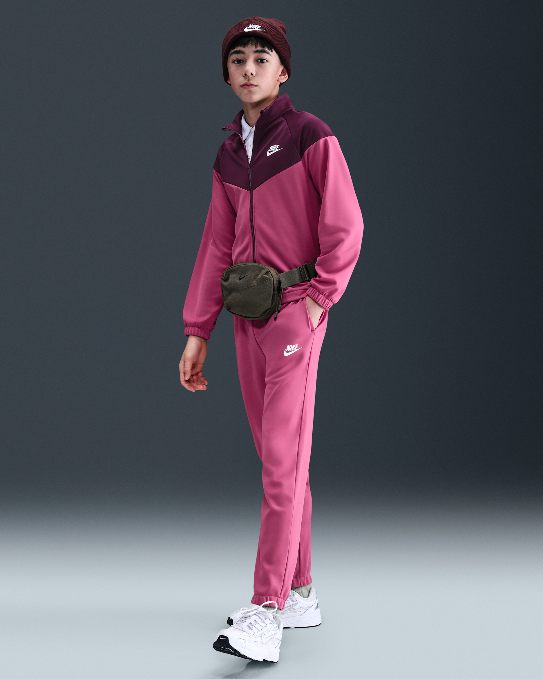 Nike Sportswear Big Kids' Dri-FIT Tracksuit - Sweet Beet/Bordeaux/White