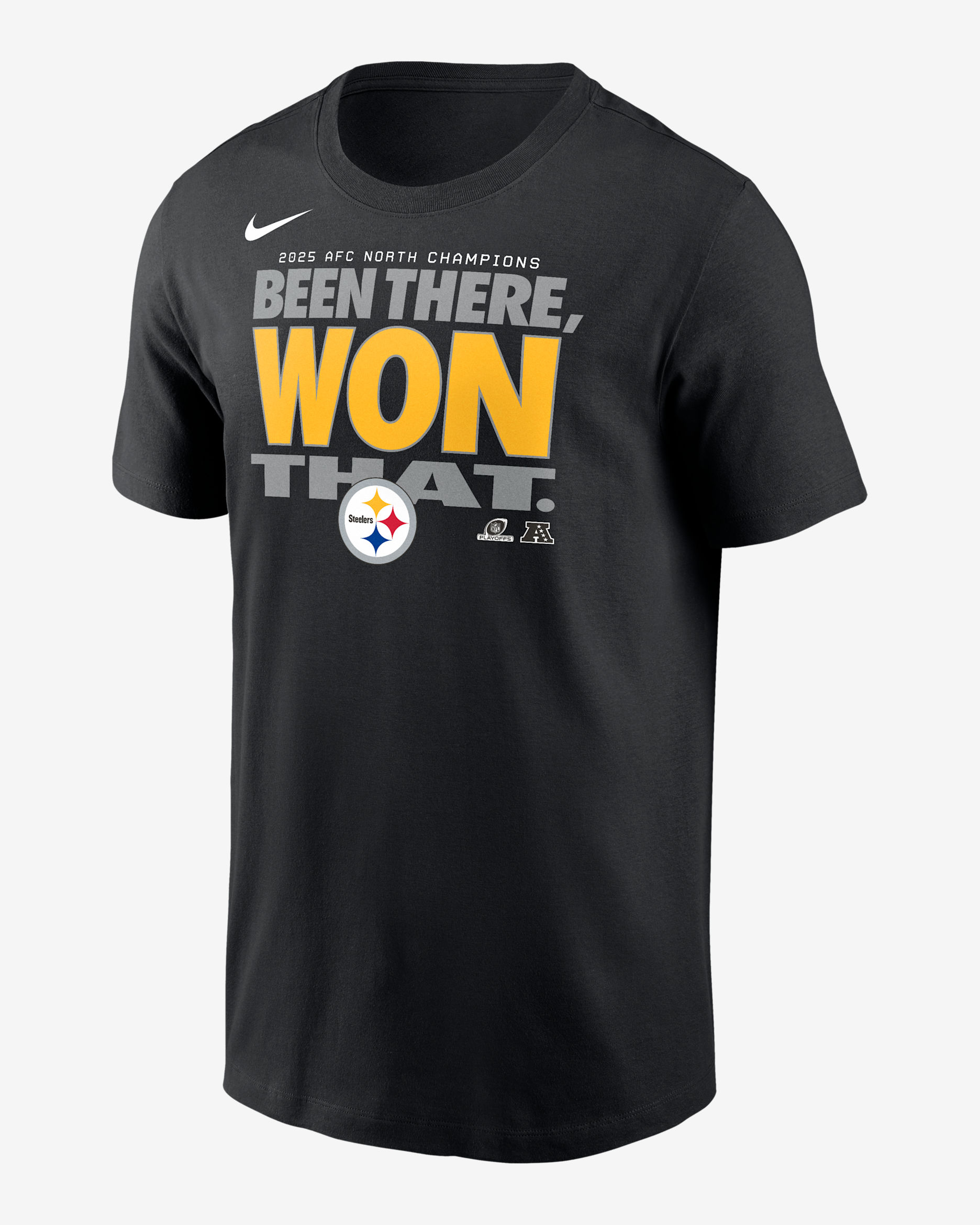 Pittsburgh Steelers 2025 AFC North Champions Trophy Collection Men's Nike NFL T-Shirt - Black