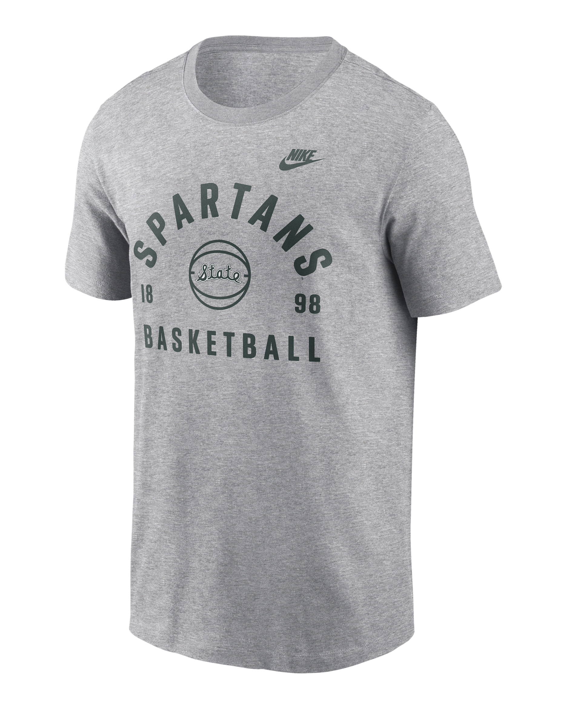 Playera universitaria Nike para hombre Michigan State Legacy Basketball Arch - Gris