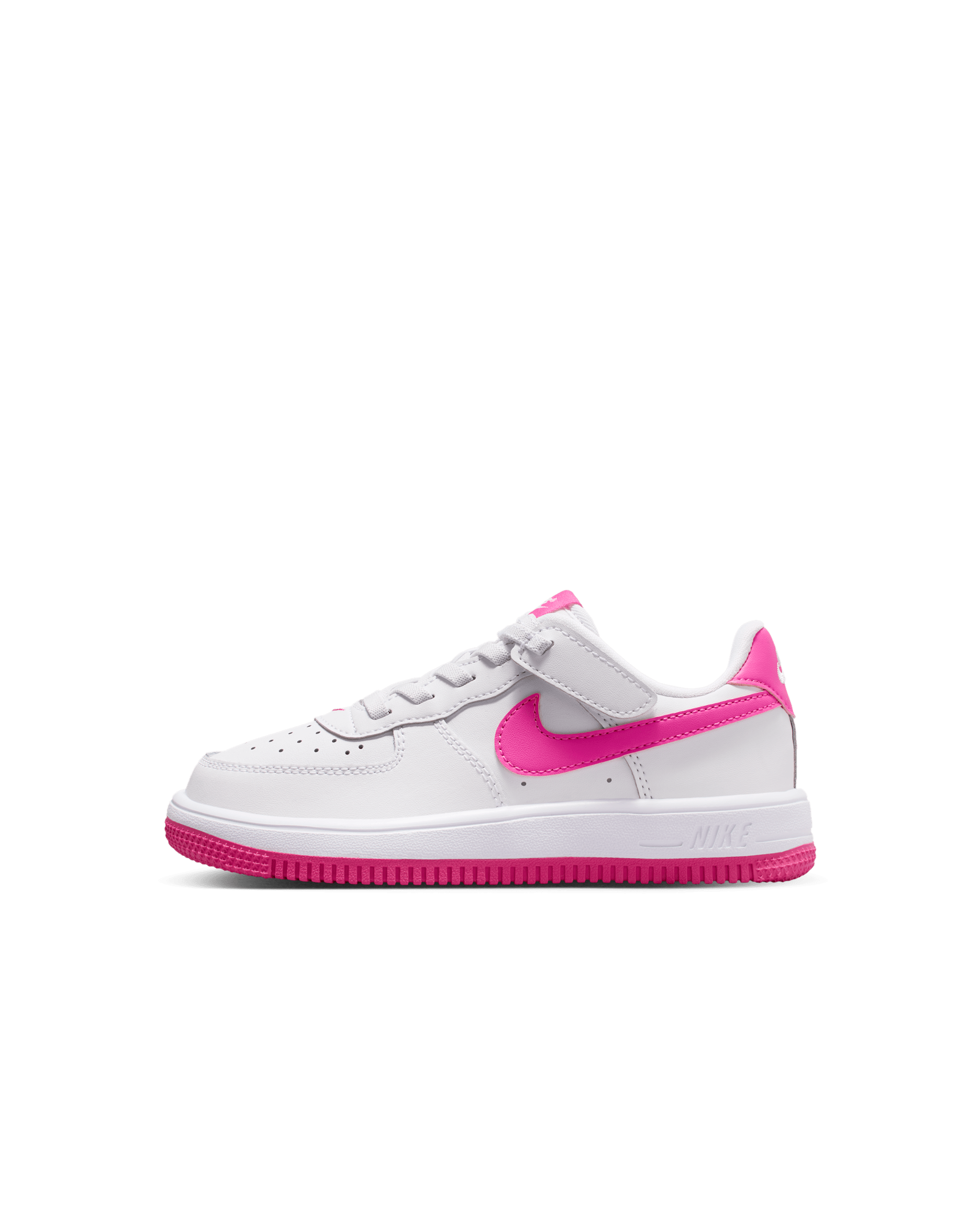 Nike Force 1 Low EasyOn Little Kids' Shoes - White/Laser Fuchsia