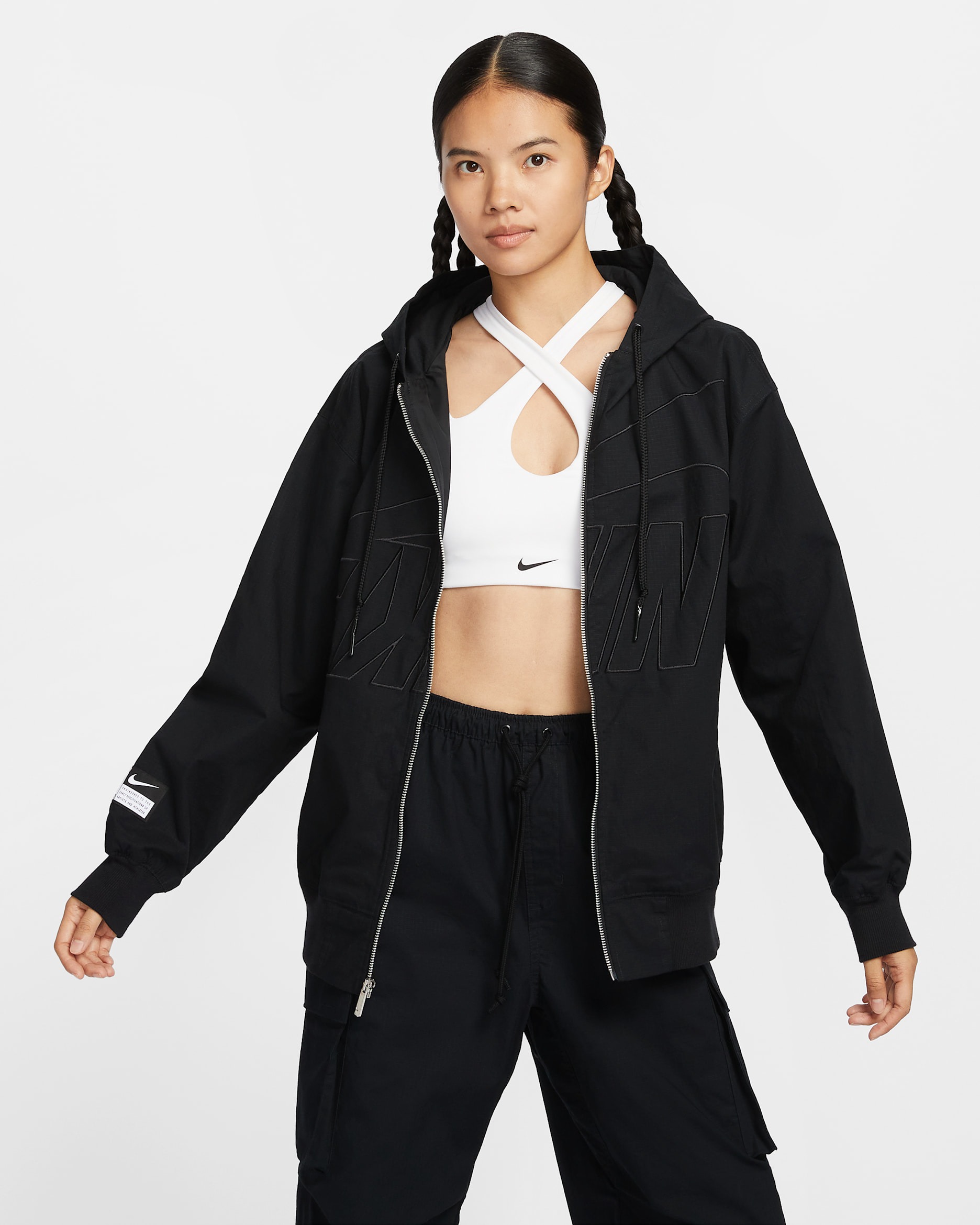나이키 스포츠웨어 여성 오버사이즈 재킷 - 블랙/블랙