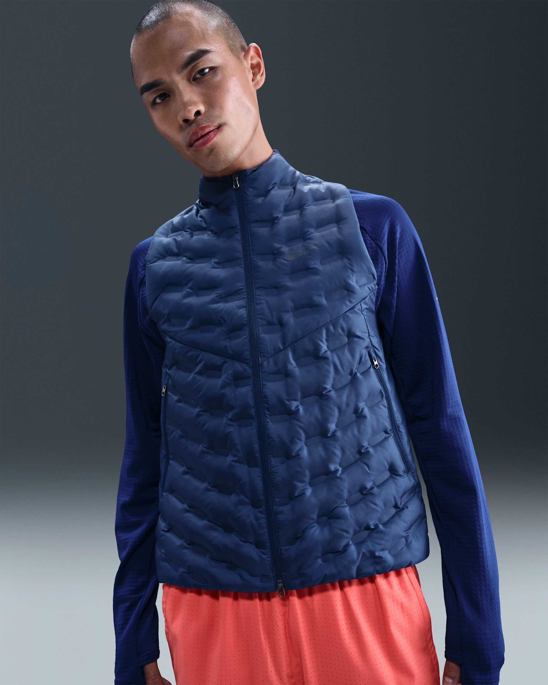 나이키 써마 핏 ADV 리펠 남성 다운 러닝 베스트 - 블루 보이드