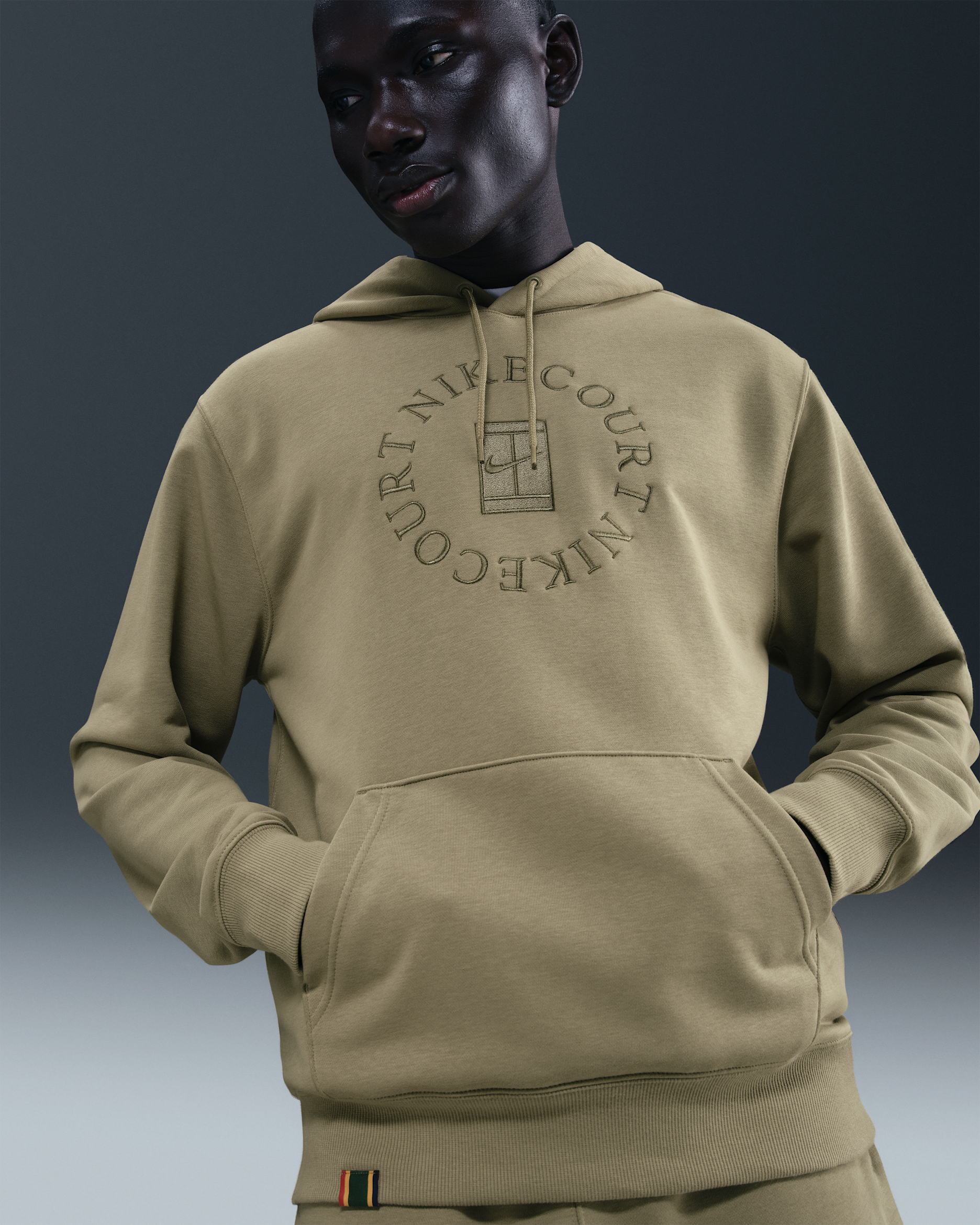 NikeCourt Heritage Men's Dri-FIT French Terry Tennis Pullover Hoodie - Neutral Olive/Medium Olive