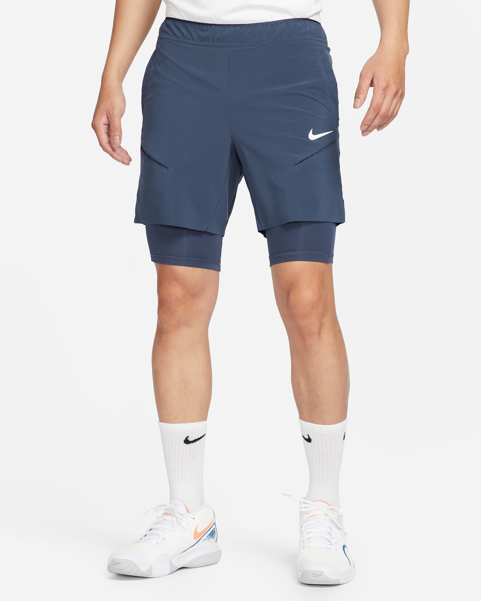 NikeCourt Slam Men's Dri-FIT Tennis Shorts - Thunder Blue/Ashen Slate/White