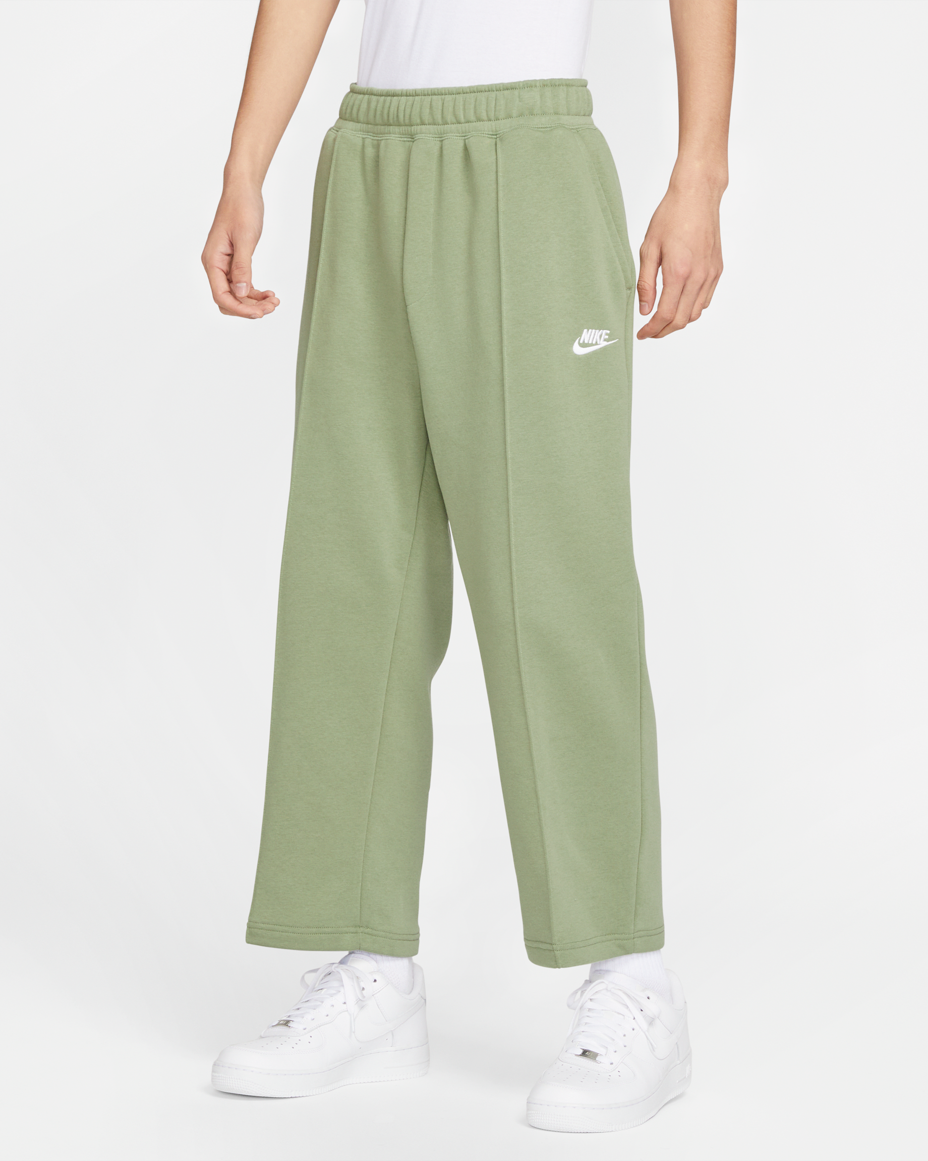 Nike Club Fleece Men's Cropped Trousers - Oil Green/White
