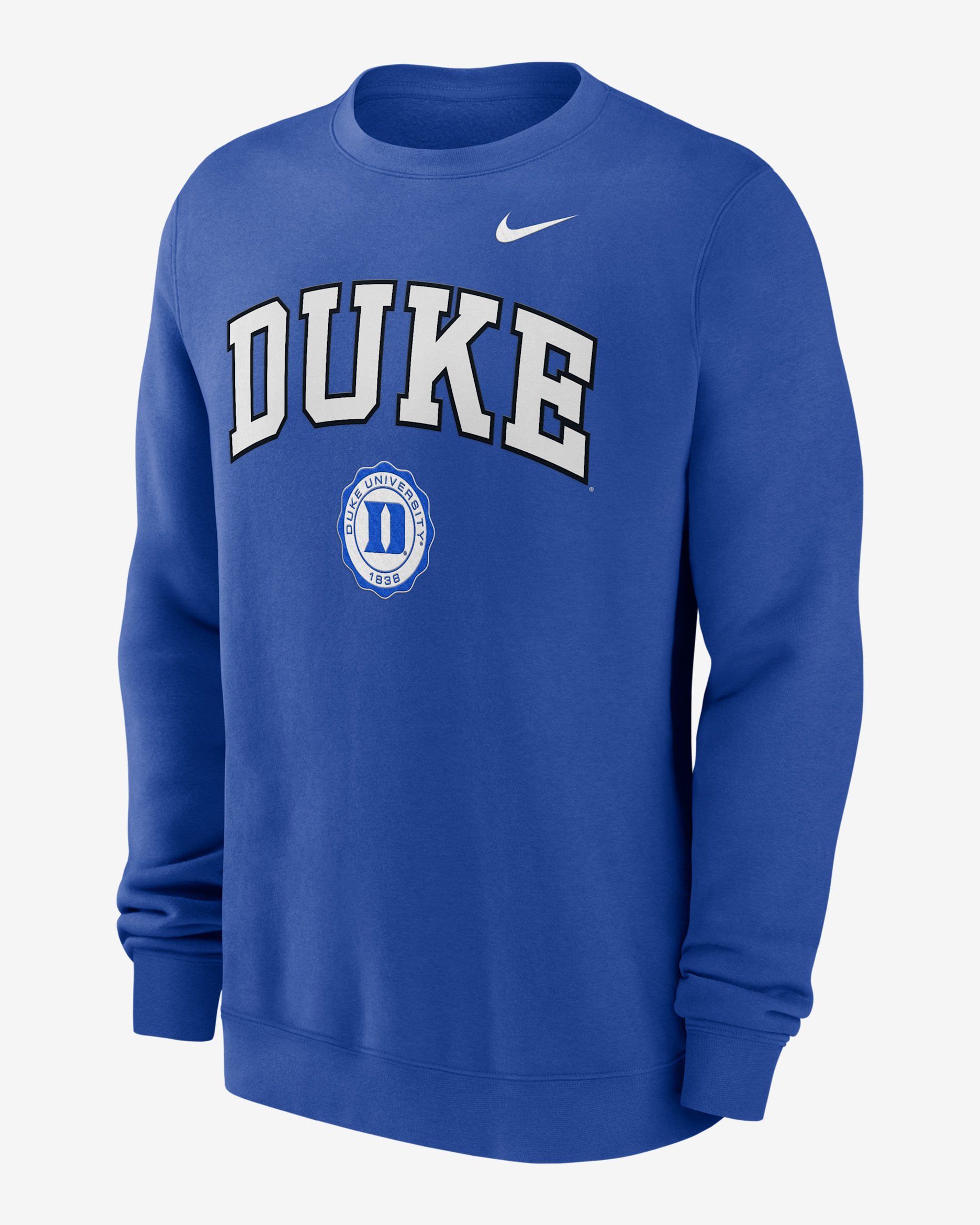 Duke Blue Devils Arched Seal Men's Nike College Pullover Crew - Game Royal