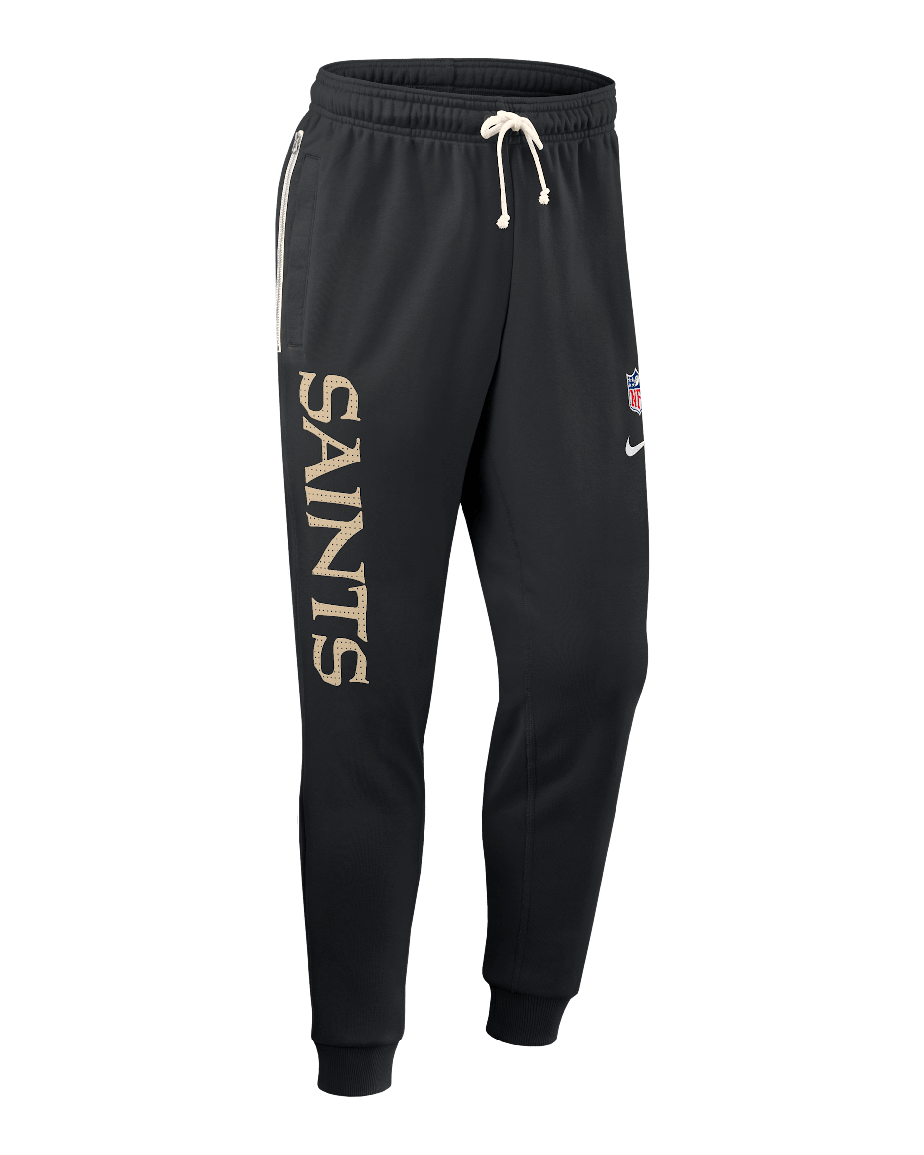 Pants Nike Dri-FIT de la NFL de pierna entallada para hombre New Orleans Saints Ground Game Sideline - Negro