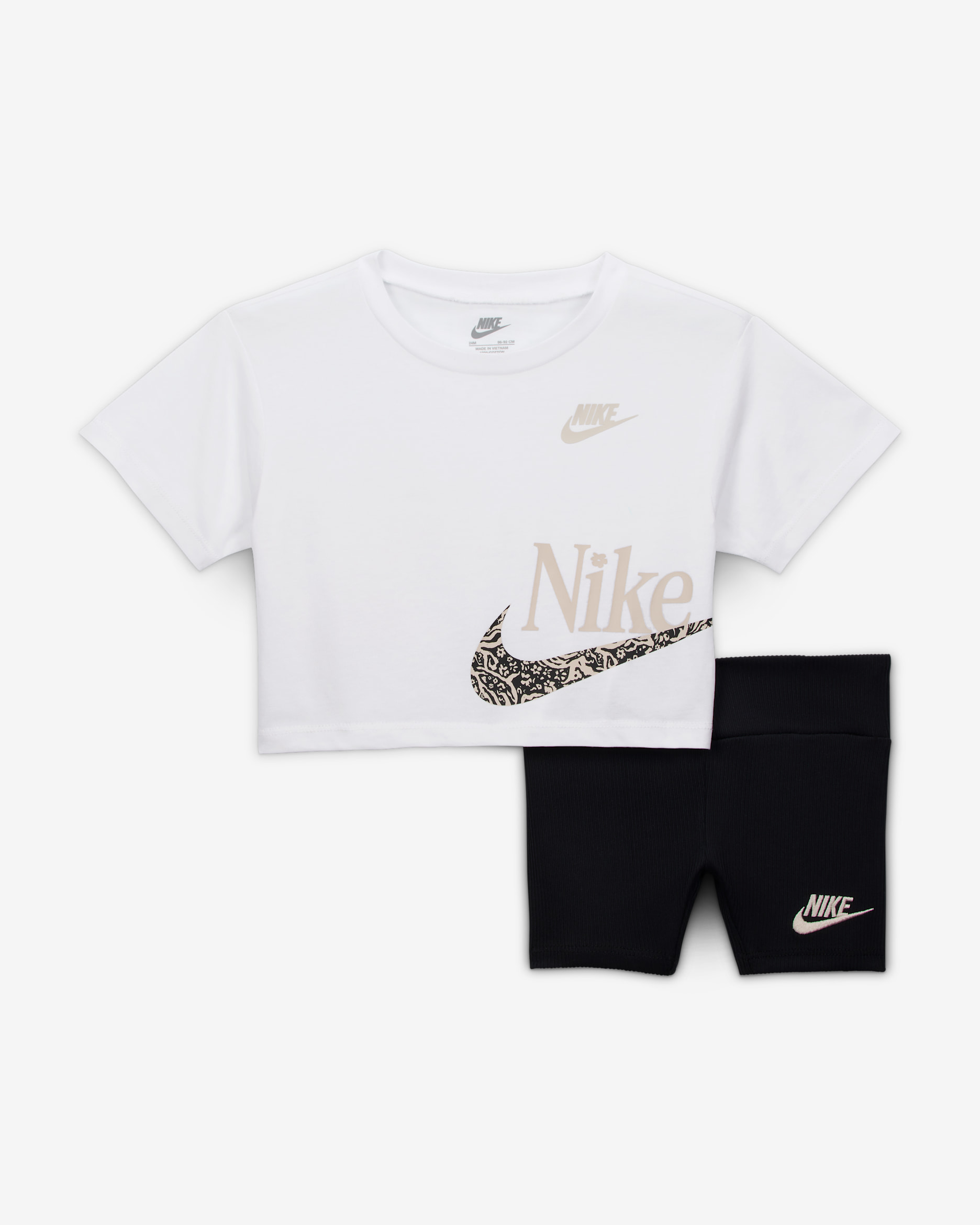 Nike Baby (12-24M) Wild Flower Boxy T-Shirt and Shorts Set - Black