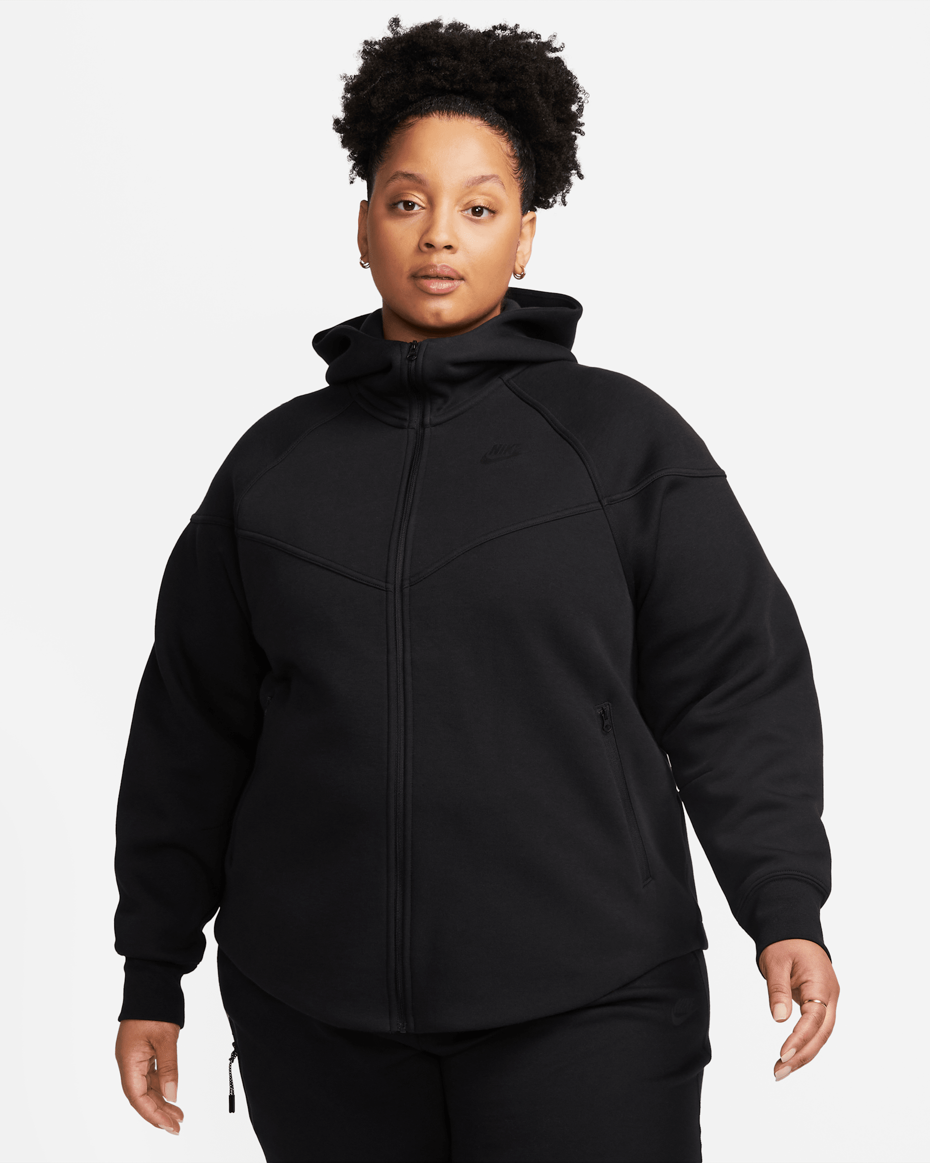 Nike Sportswear Tech Fleece Windrunner Women's Full-Zip Hoodie (Plus Size) - Black/Black