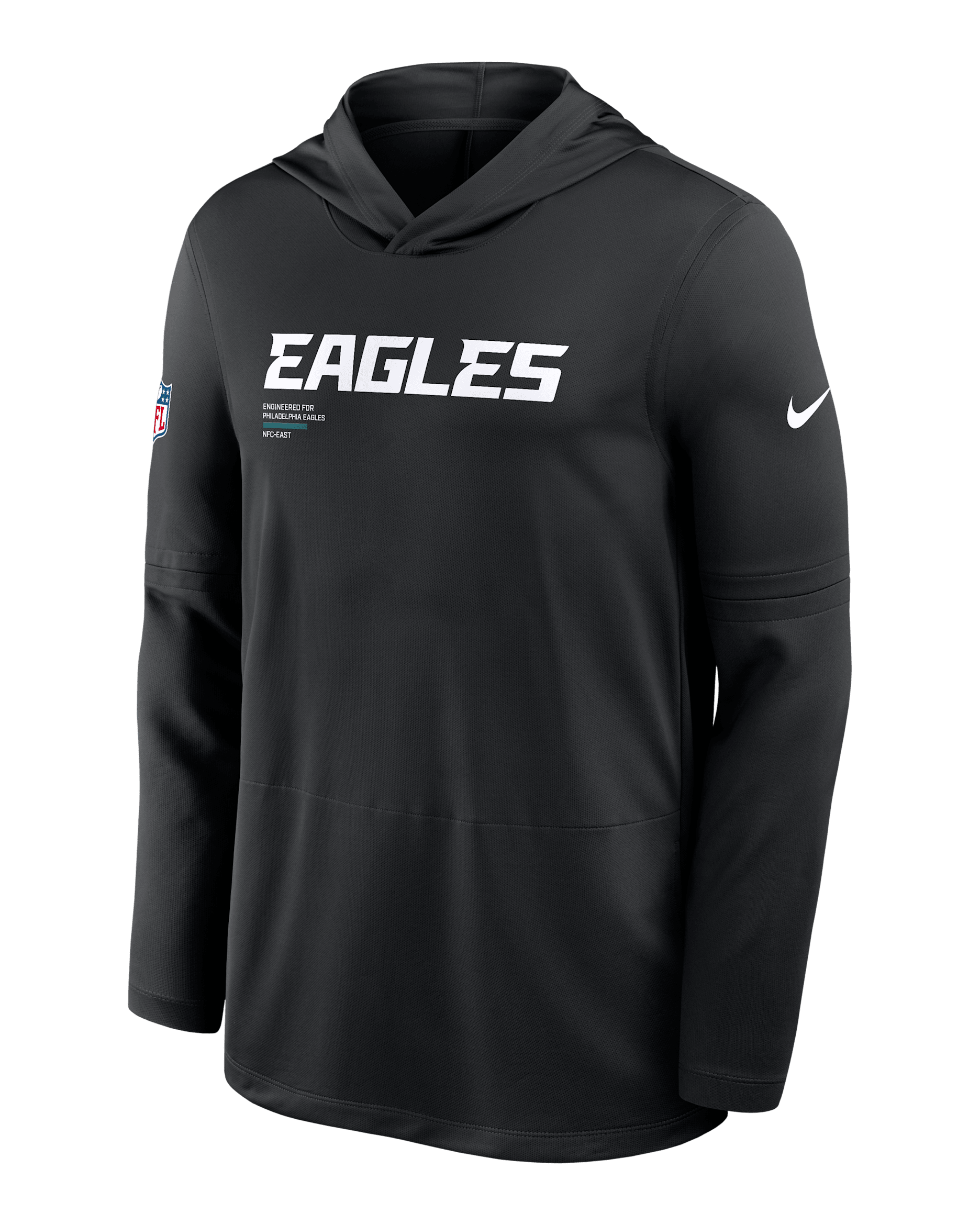 Philadelphia Eagles Pure Fury Sideline Men's Nike Dri-FIT NFL Long-Sleeve Hooded Top - Black