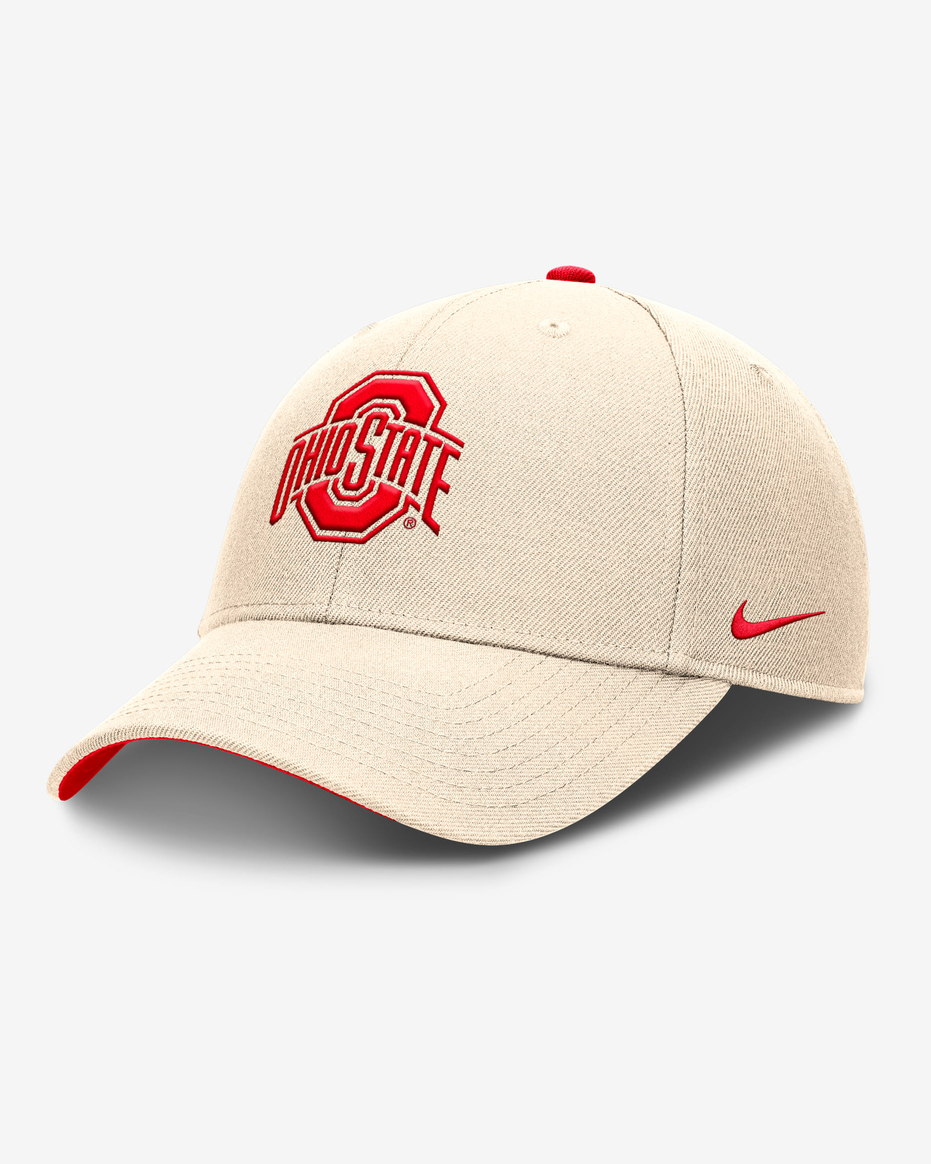 Ohio State Primetime Rise Men's Nike Dri-FIT College Trucker Adjustable Hat - Natural