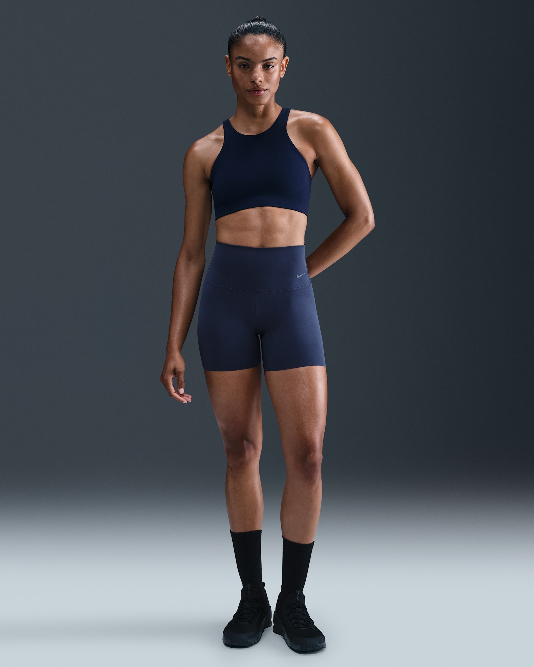 Nike Zenvy Women's High-Waisted 12.5cm (approx.) Biker Shorts - Midnight Navy/Black