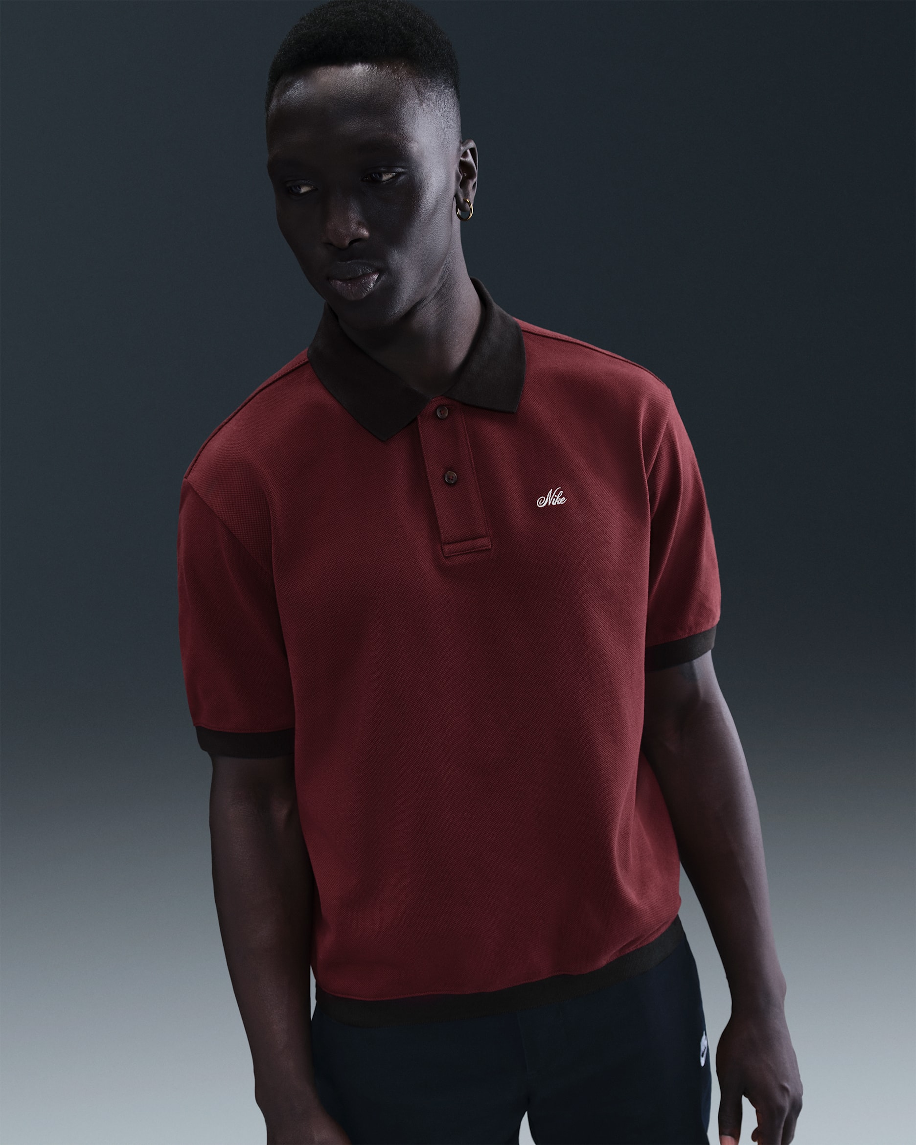 Polo de alta densidad para hombre Nike Life - Rojo team oscuro/Negro/Vela
