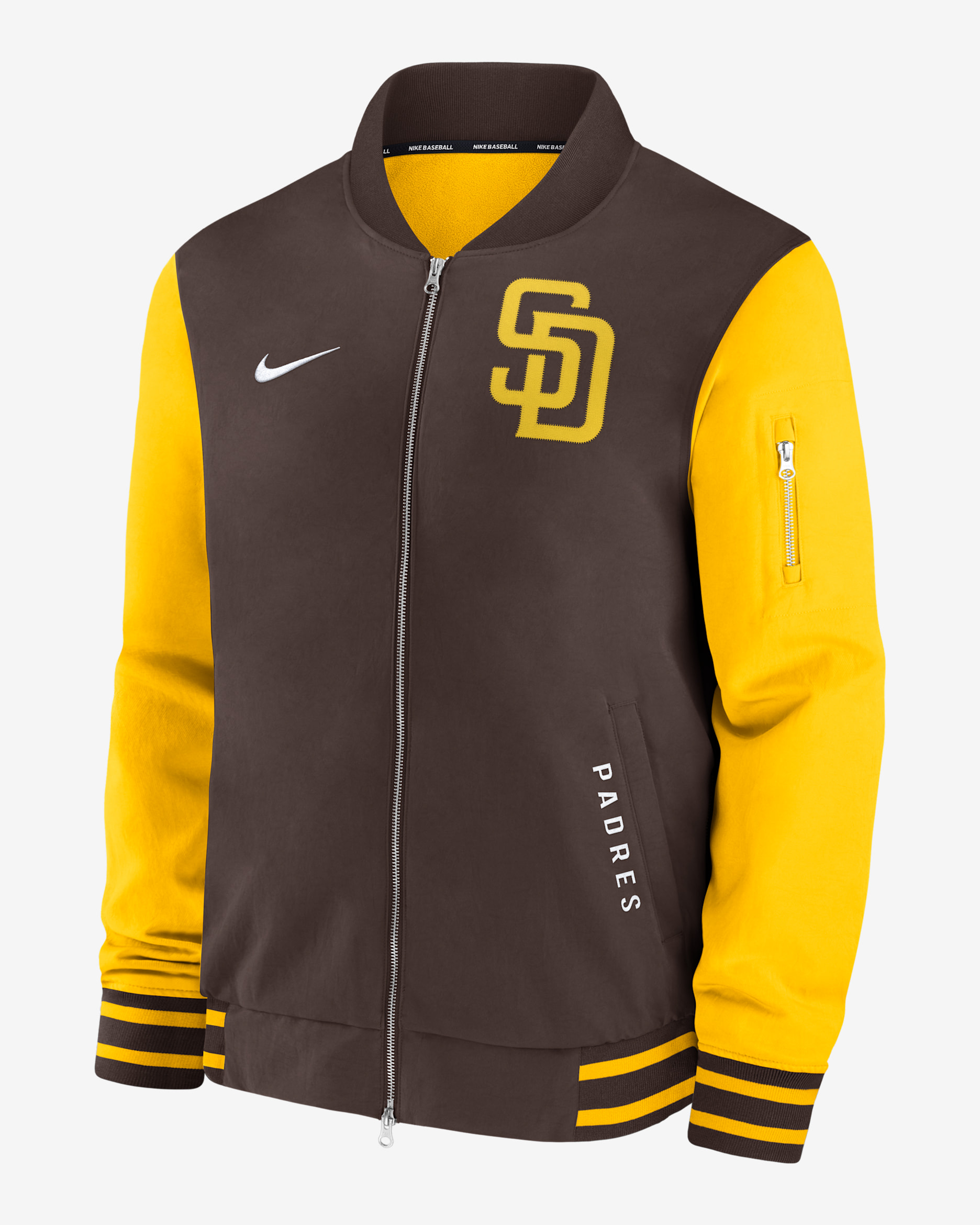 San Diego Padres Authentic Collection Dugout Men's Nike MLB Full-Zip Bomber Jacket - Dark Cinder