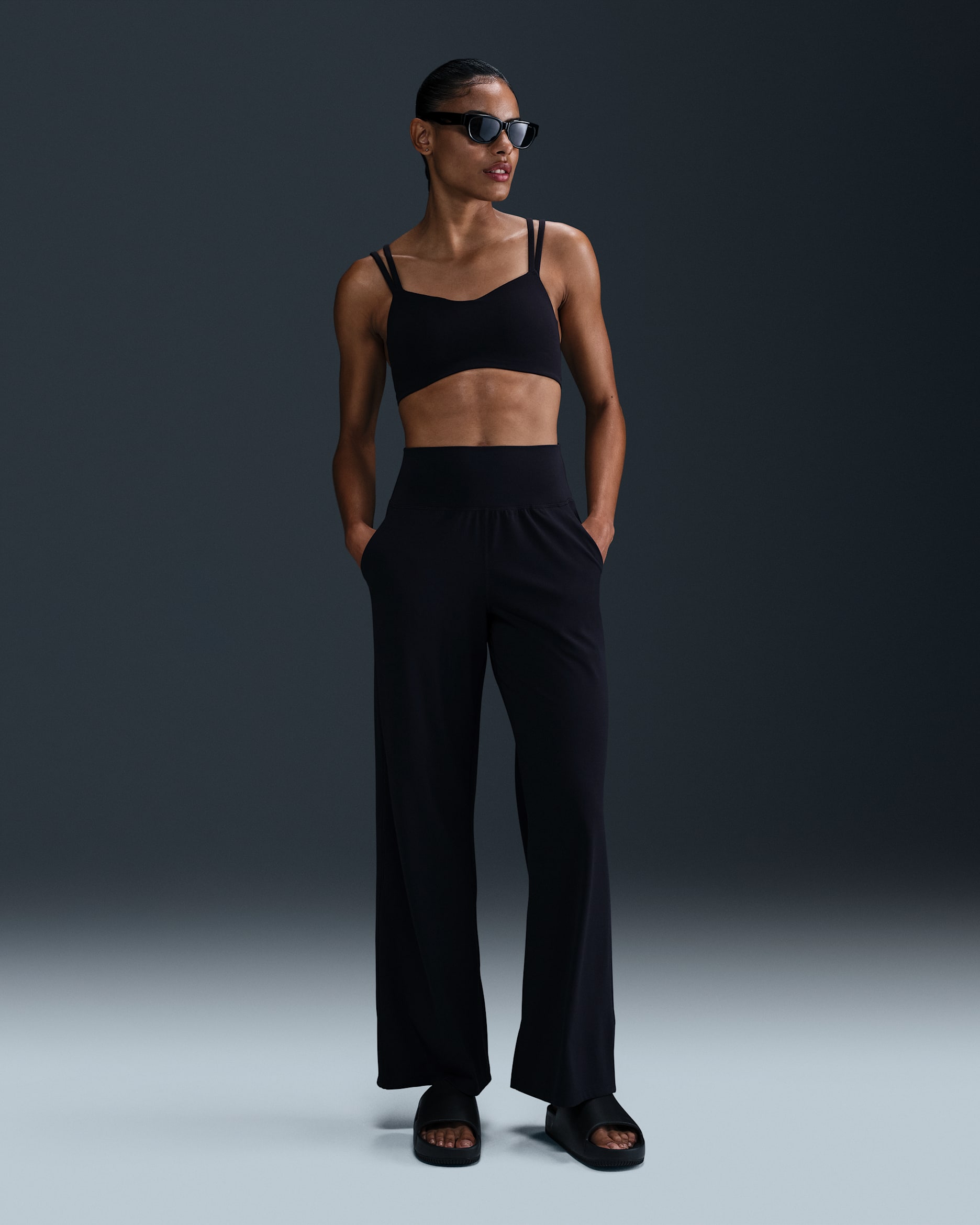 Nike Zenvy Women's Dri-FIT High-Waisted Wide-Leg Pants - Black/Black