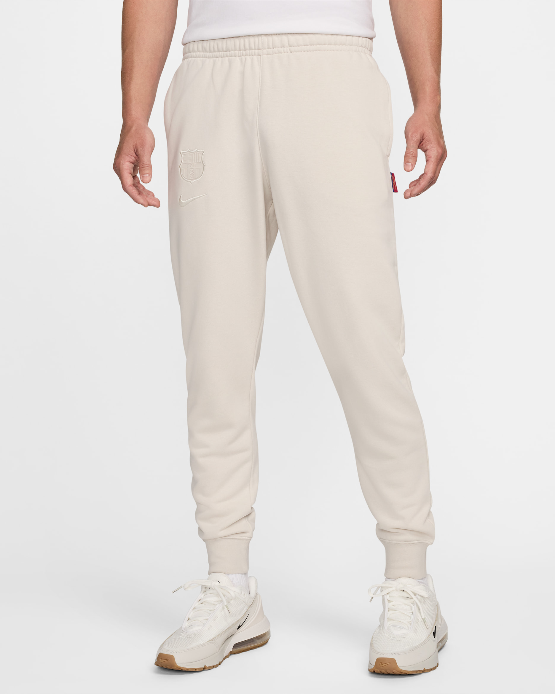 FC Barcelona Club Home Men's Nike Soccer French Terry Jogger - Light Orewood Brown/Light Orewood Brown