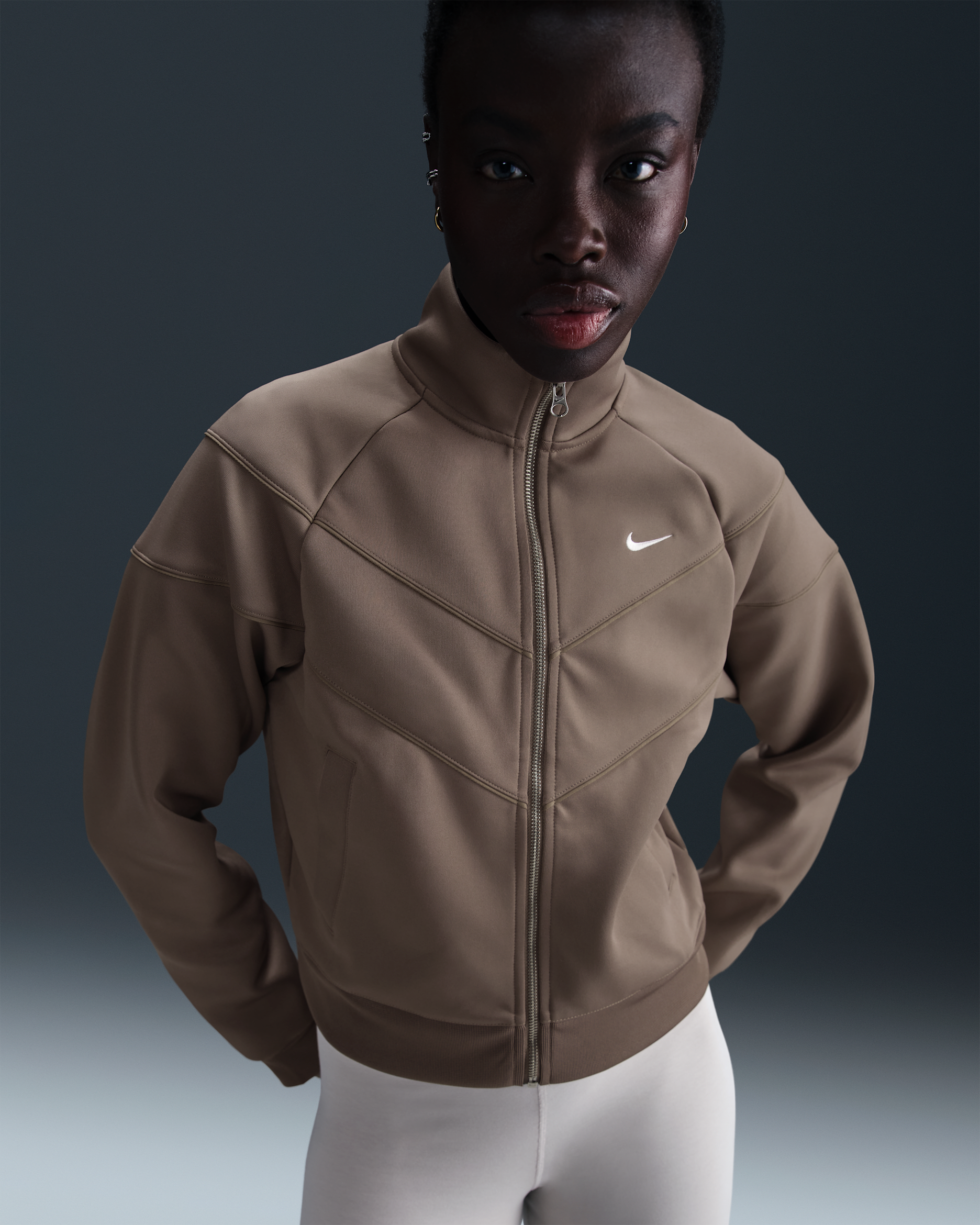 Nike Sportswear Windrunner Strickjacke (Damen) - Mink Brown/Weiß
