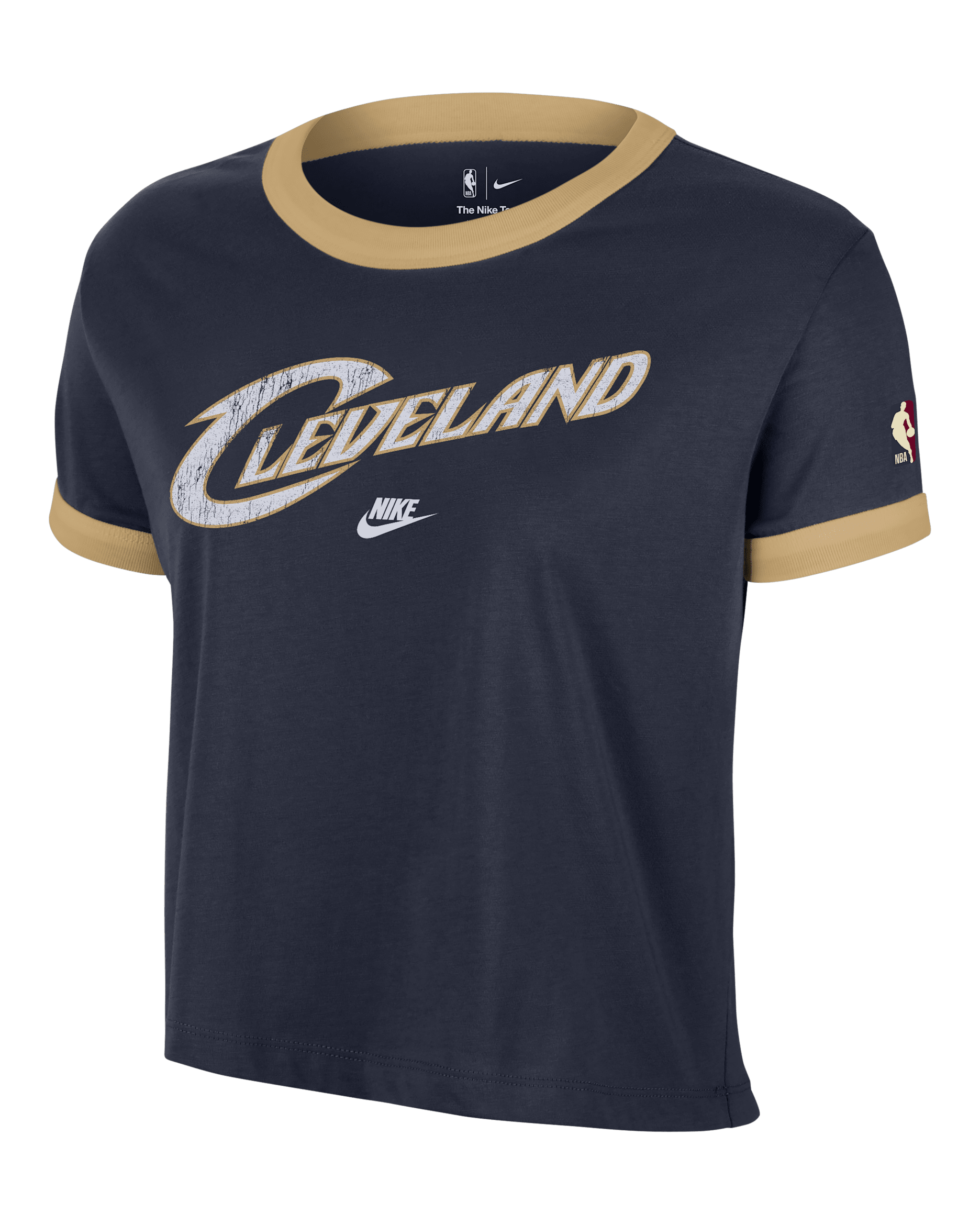 Playera Nike de la NBA para mujer Cleveland Cavaliers Essential Hardwood Classics - Azul marino universitario