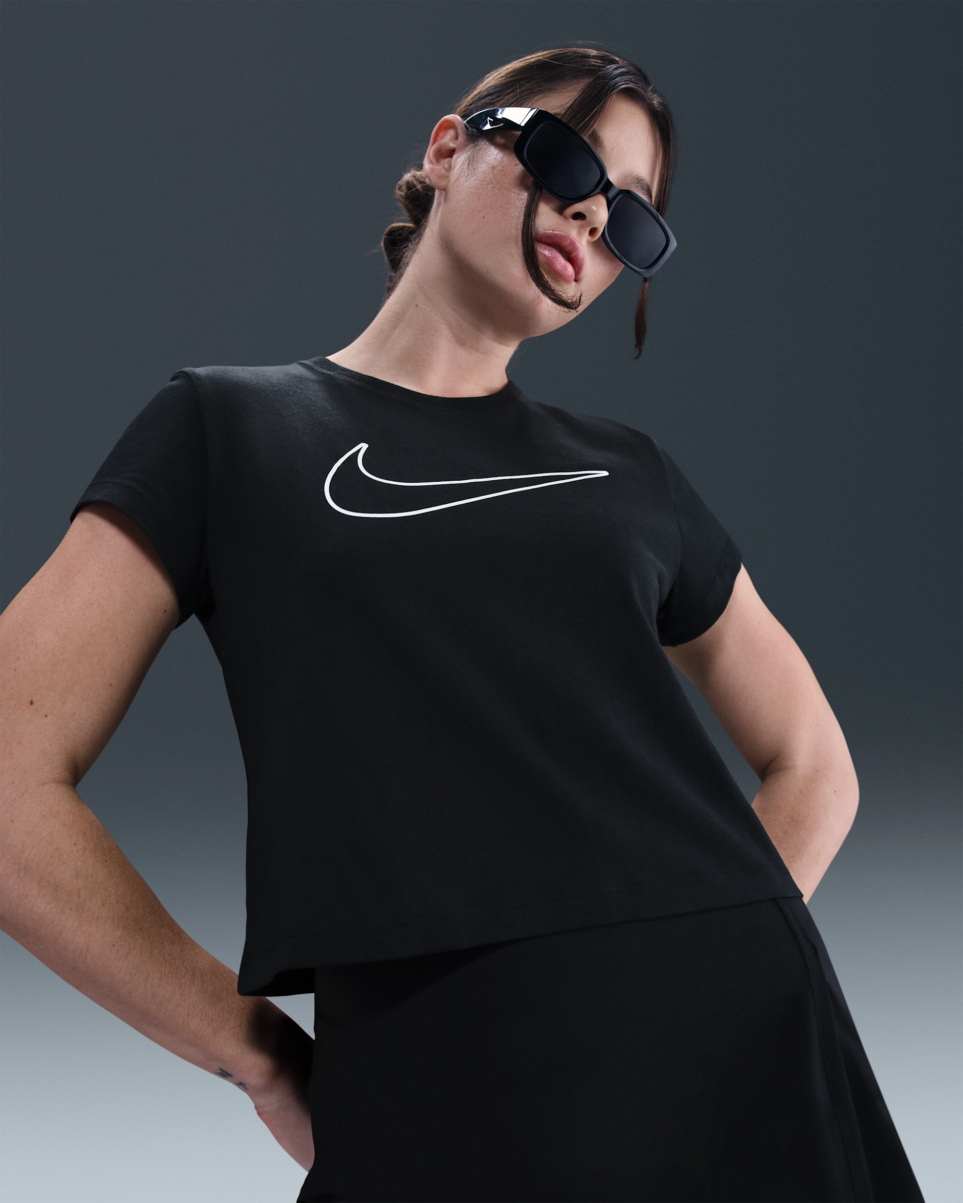 Nike Sportswear Women's Short-Sleeve Graphic T-Shirt - Black/White
