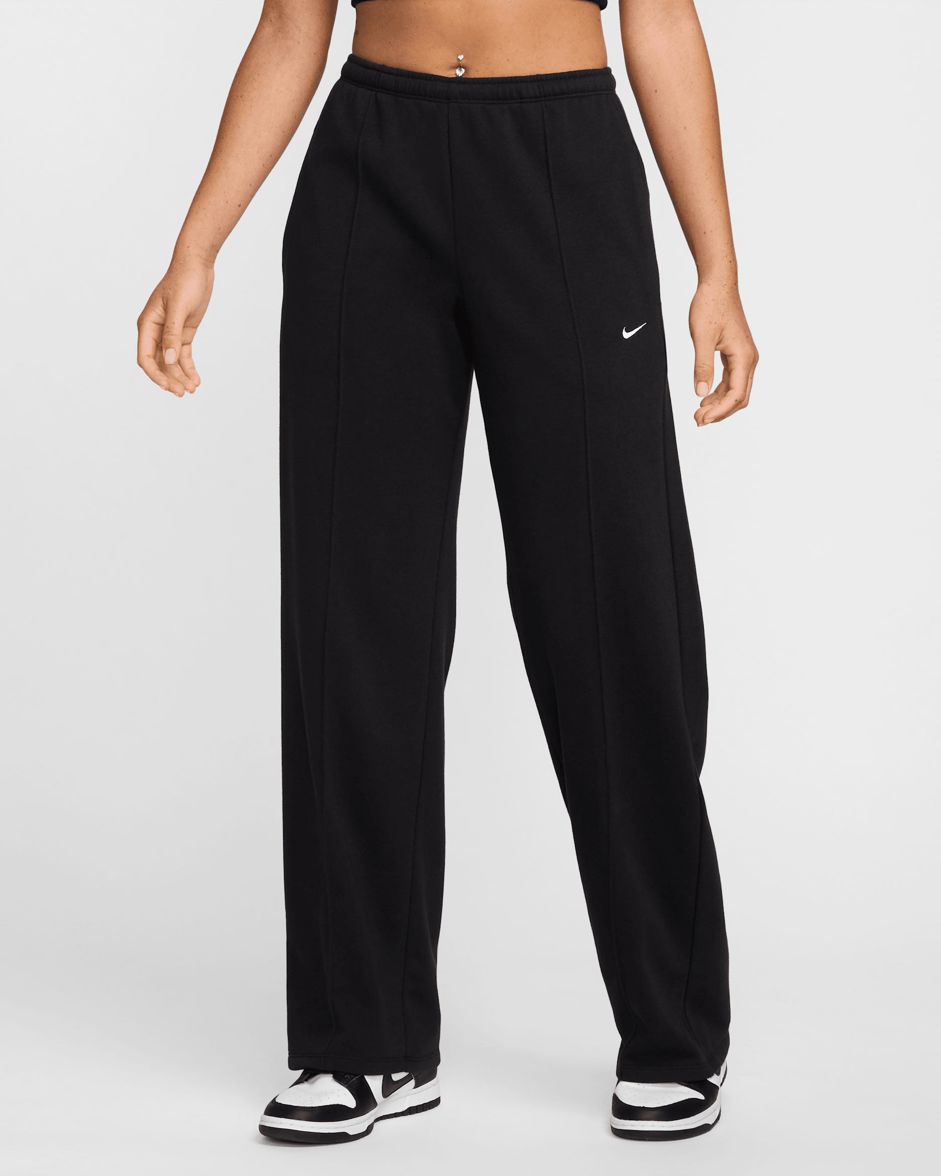 Nike Sportswear Chill Terry Women's Mid-Rise French Terry Open-Hem Sweatpants - Black/Sail