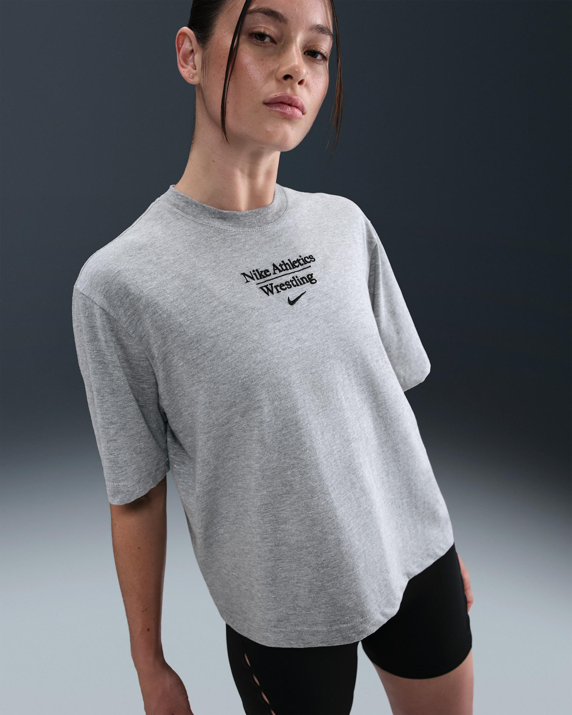 Nike Wrestling Women's Boxy T-Shirt - Dark Grey Heather