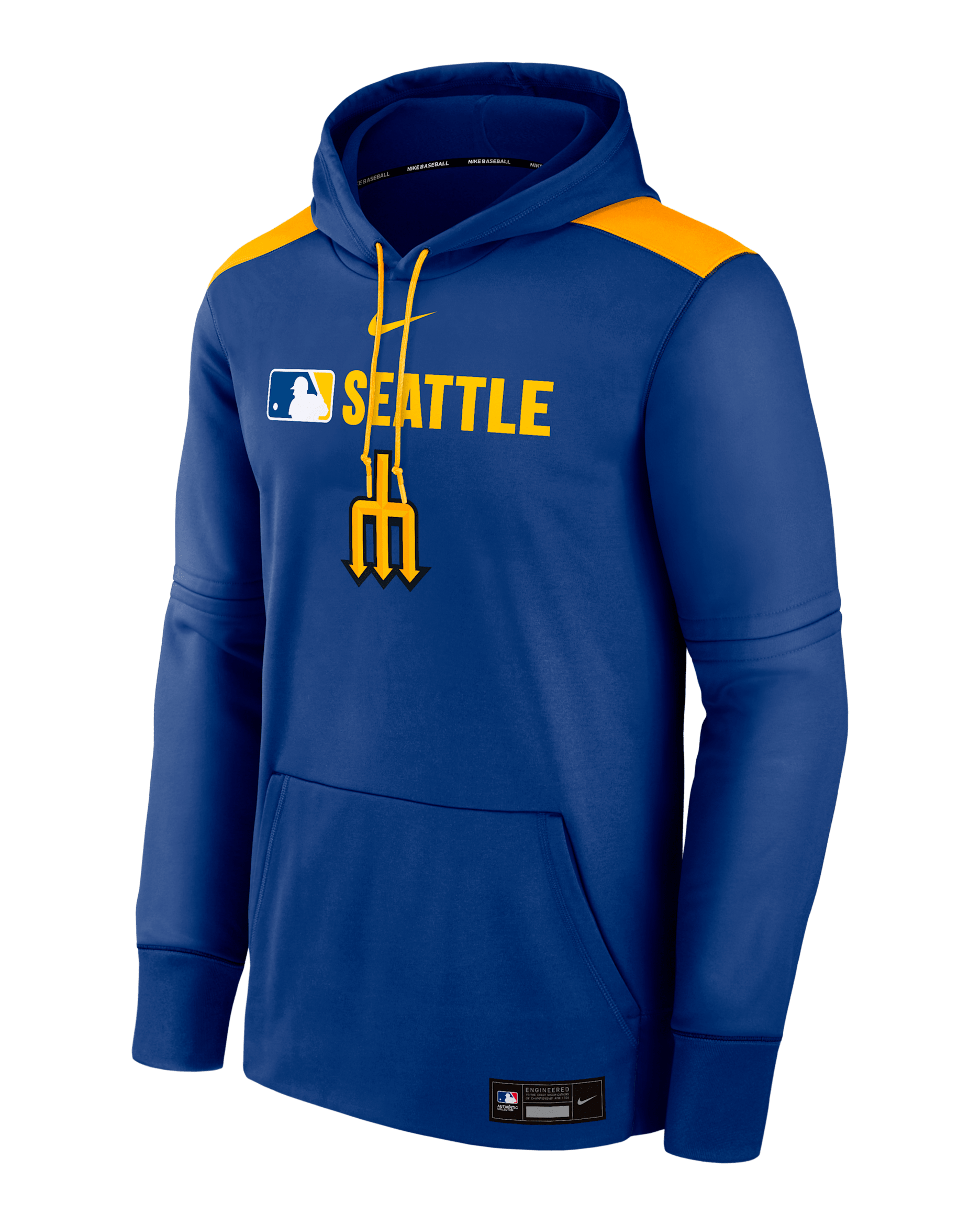 Seattle Mariners Authentic Collection City Connect Men's Nike Therma MLB Pullover Hoodie - Royal