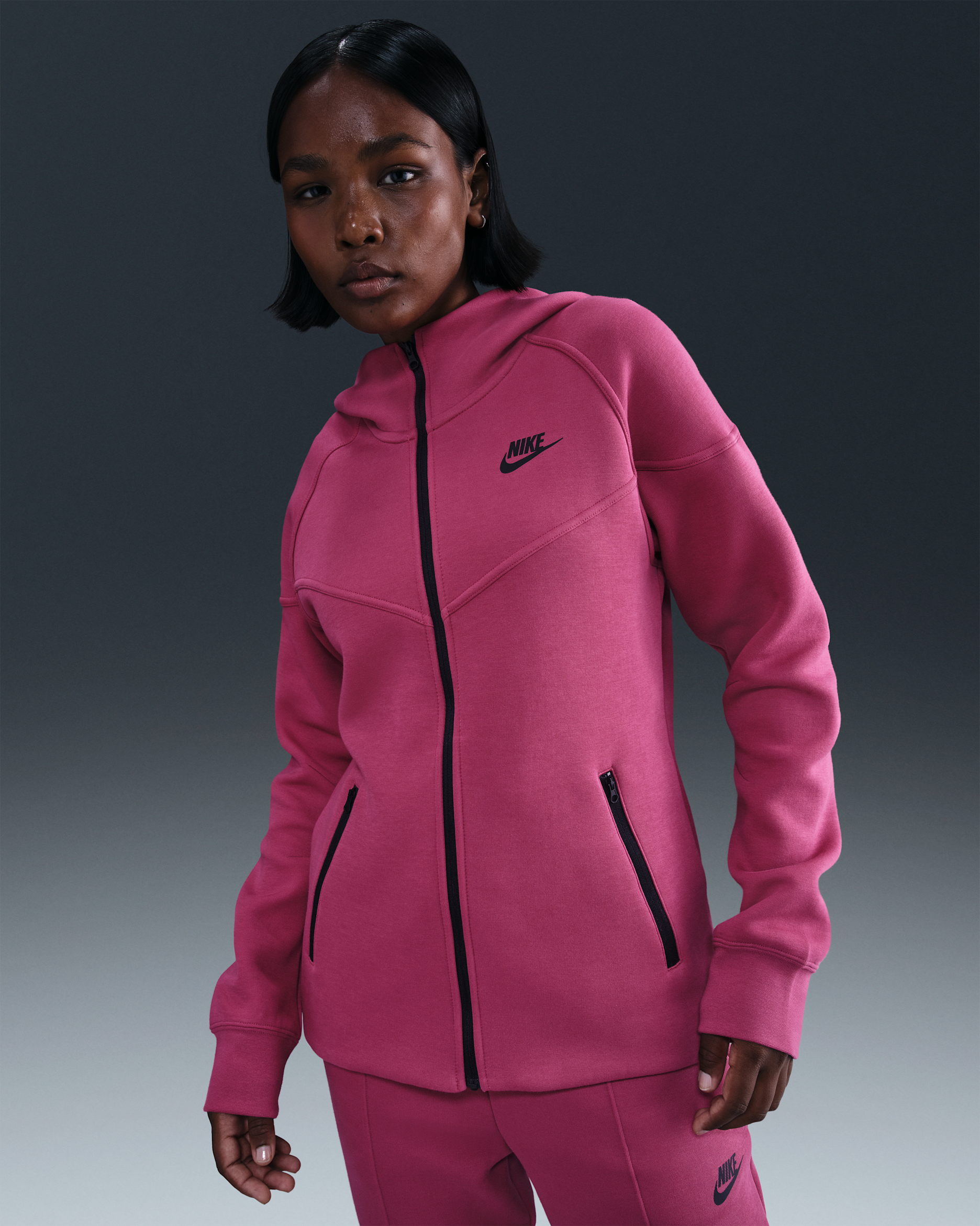 Nike Sportswear Tech Fleece Windrunner Women's Full-Zip Hoodie - Sweet Beet/Black