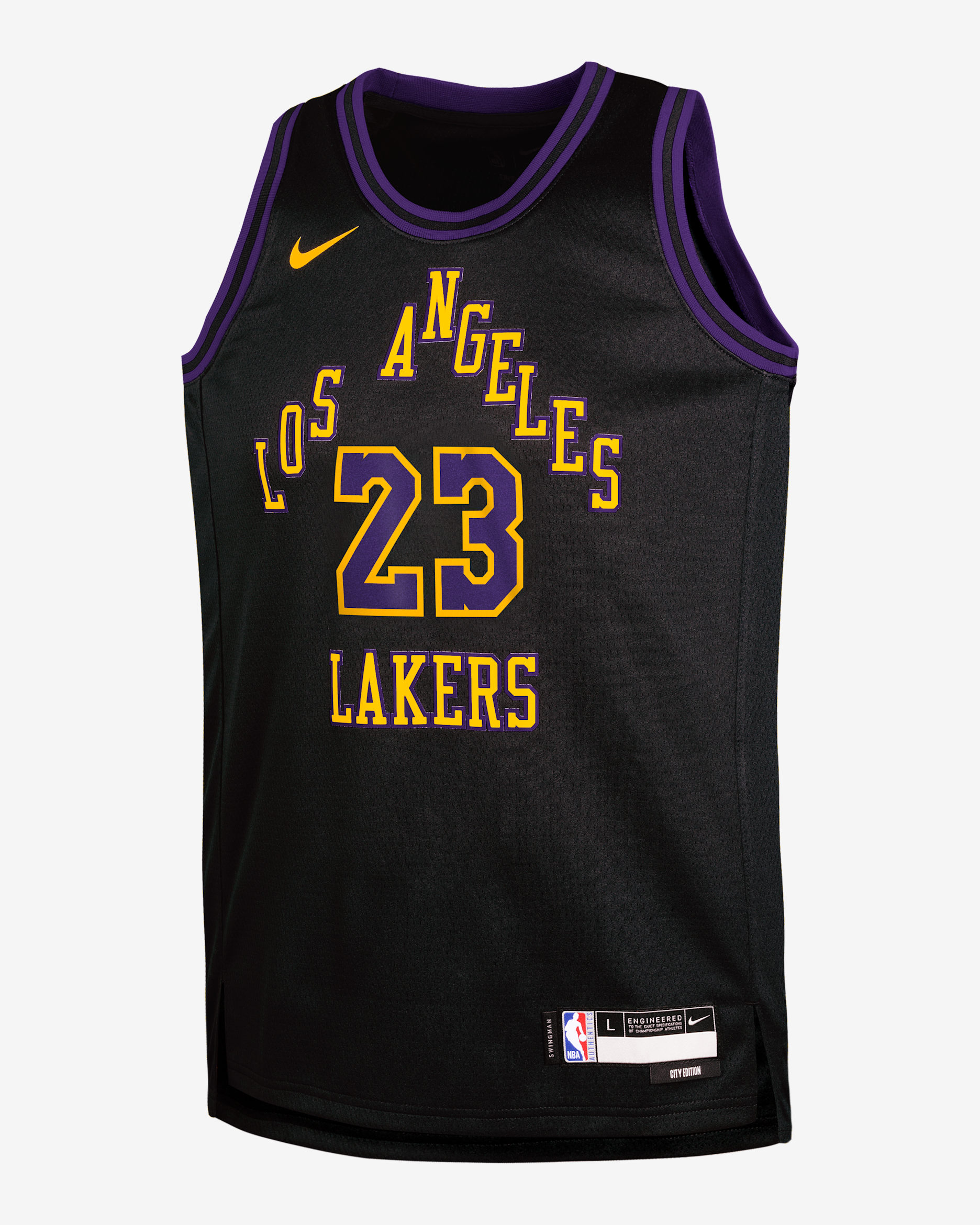 Jersey Nike de la NBA Swingman para niños talla grande LeBron James Los Angeles Lakers City Edition - Negro