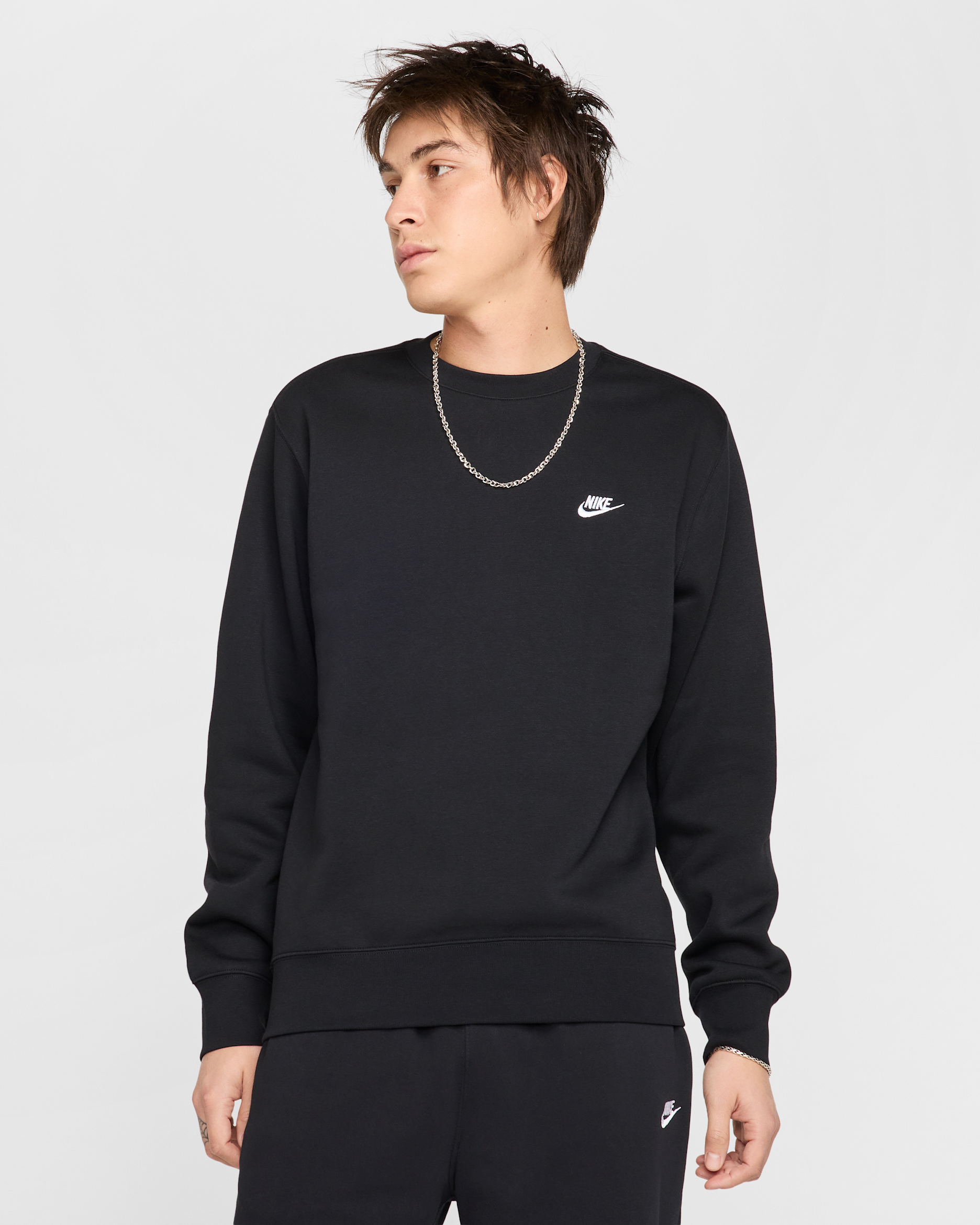 Nike Club Men's Fleece Crew - Black/White