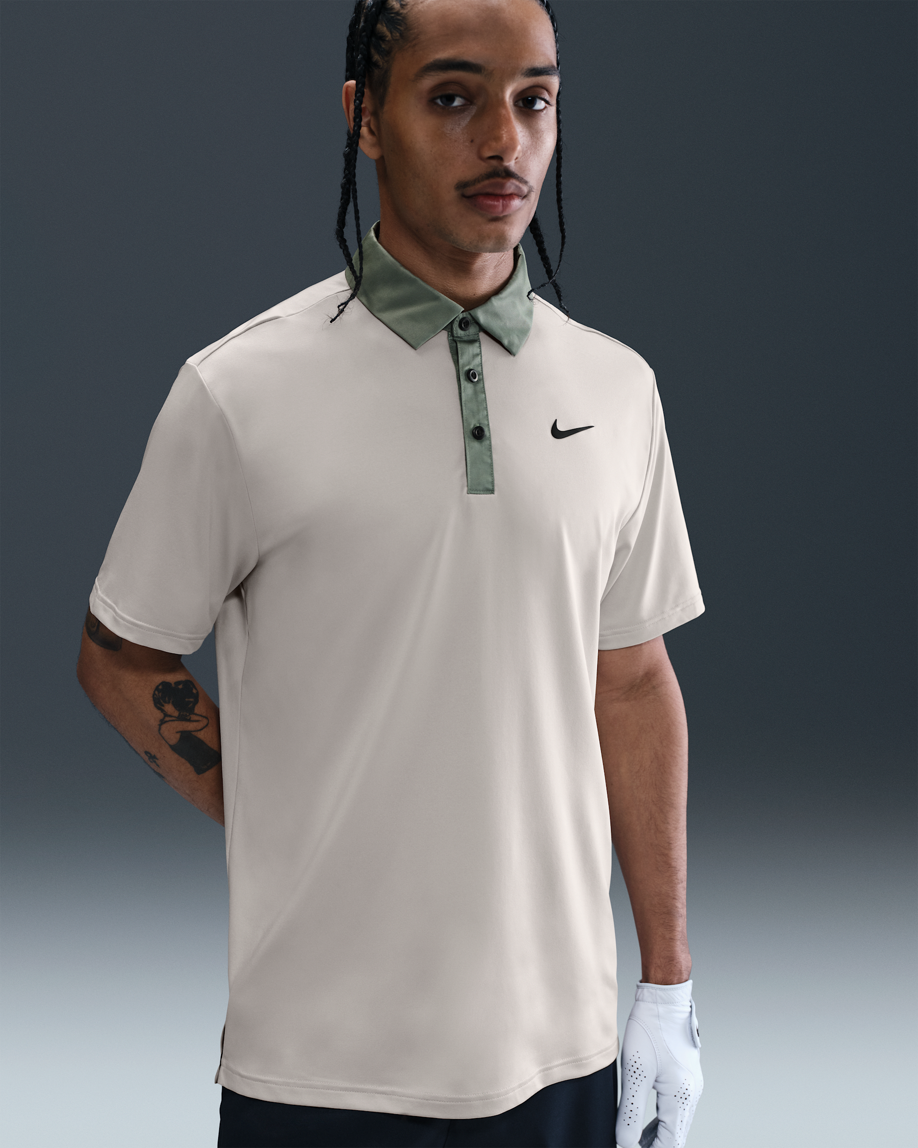 Nike Tour Men's Dri-FIT Golf Polo - Light Orewood Brown/Clay Green/Black