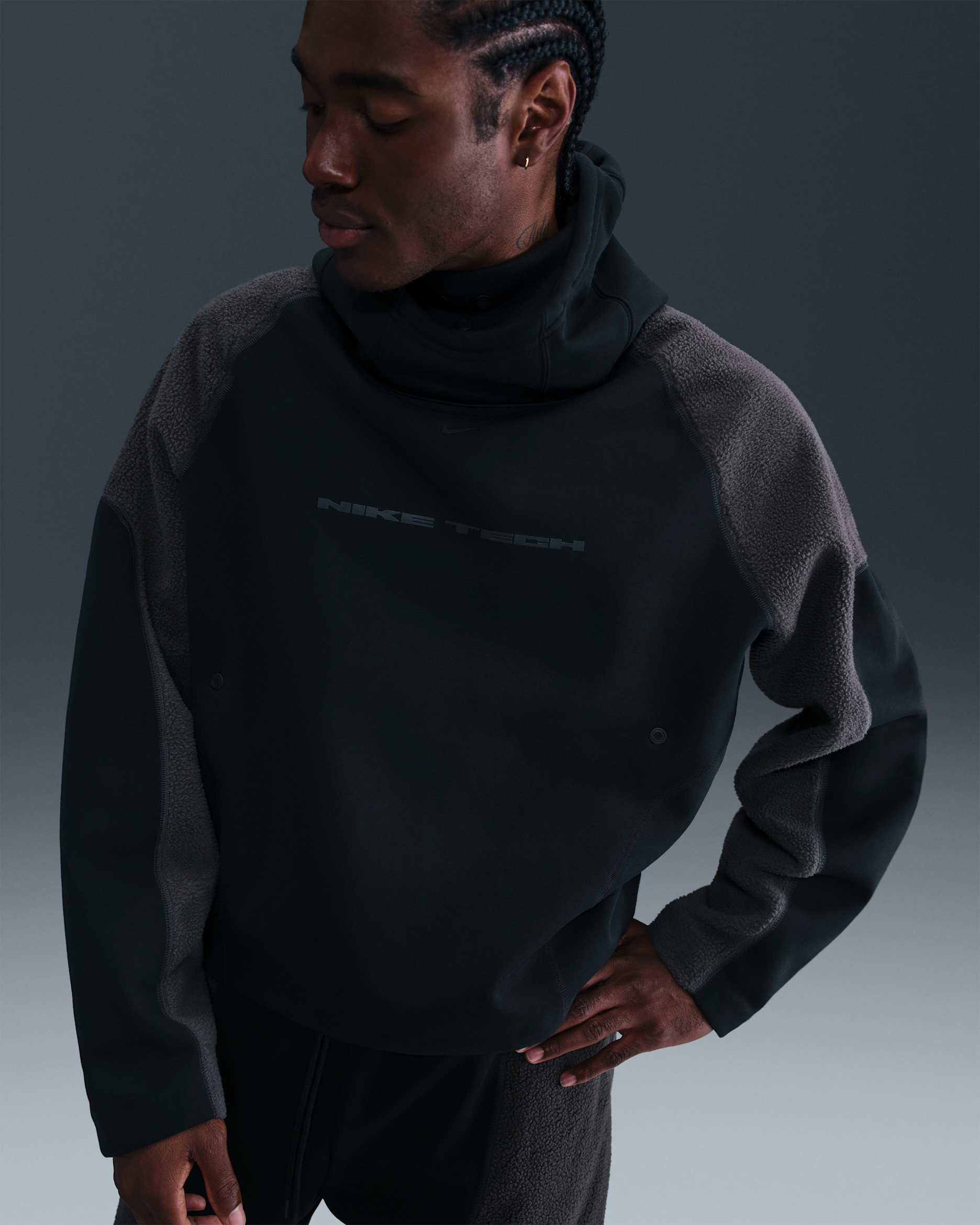 Nike Tech Boreas Men's Oversized Hoodie - Black/Anthracite/Black