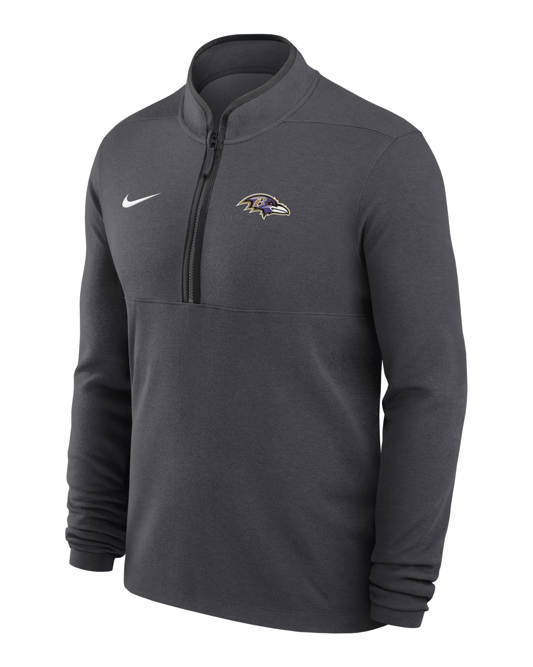 Baltimore Ravens Logo Victory Men's Nike Dri-FIT NFL 1/2-Zip Long-Sleeve Top - Anthracite