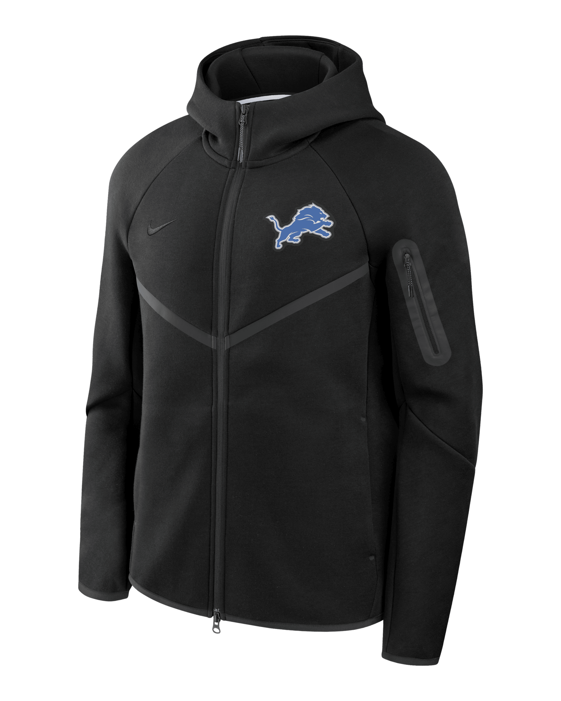 Detroit Lions Tech Fleece Windrunner Men's Nike NFL Full-Zip Hooded Jacket - Black