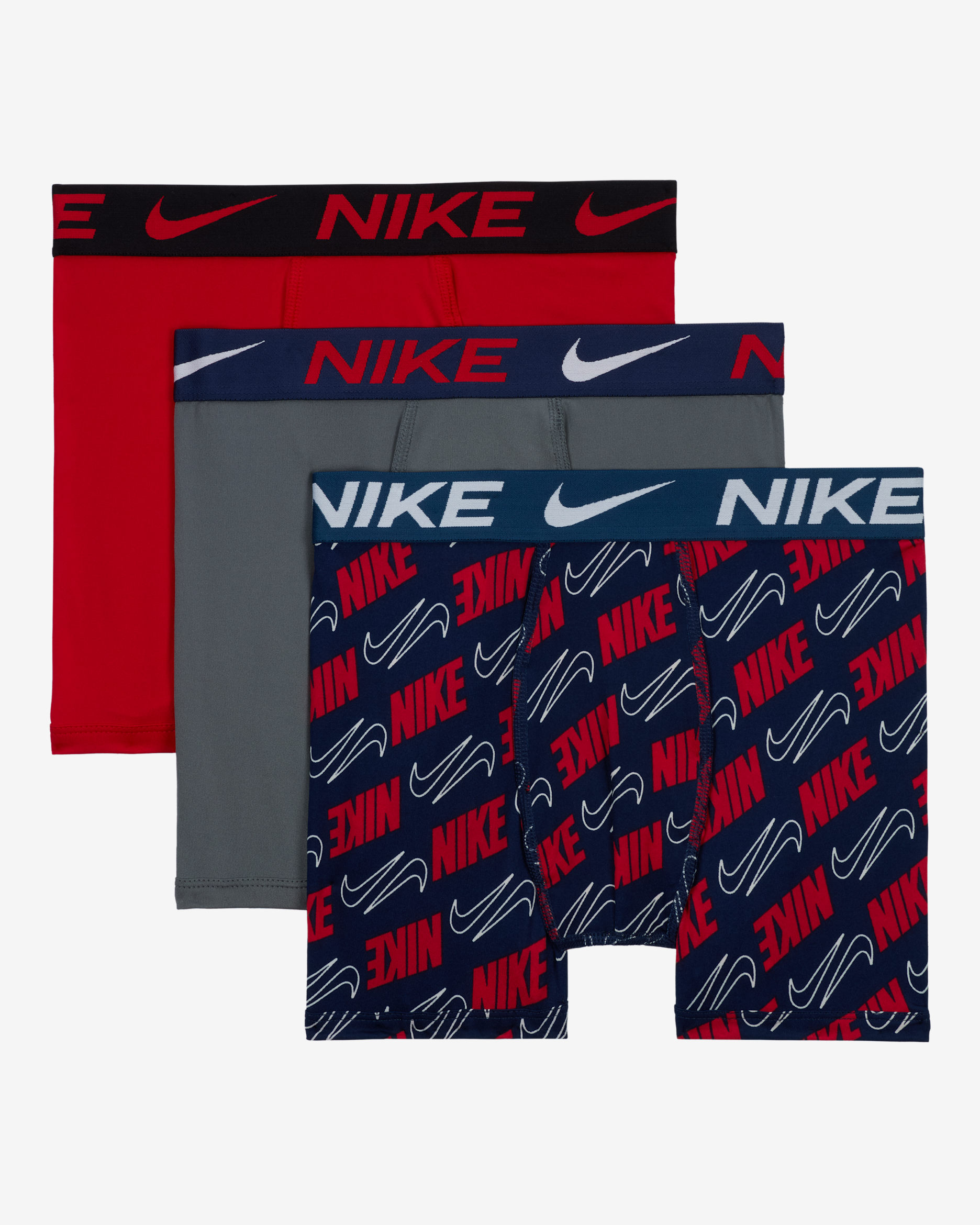 Nike Micro Print Boxer Briefs (3-Pack) Big Kids' Underwear - Midnight Navy