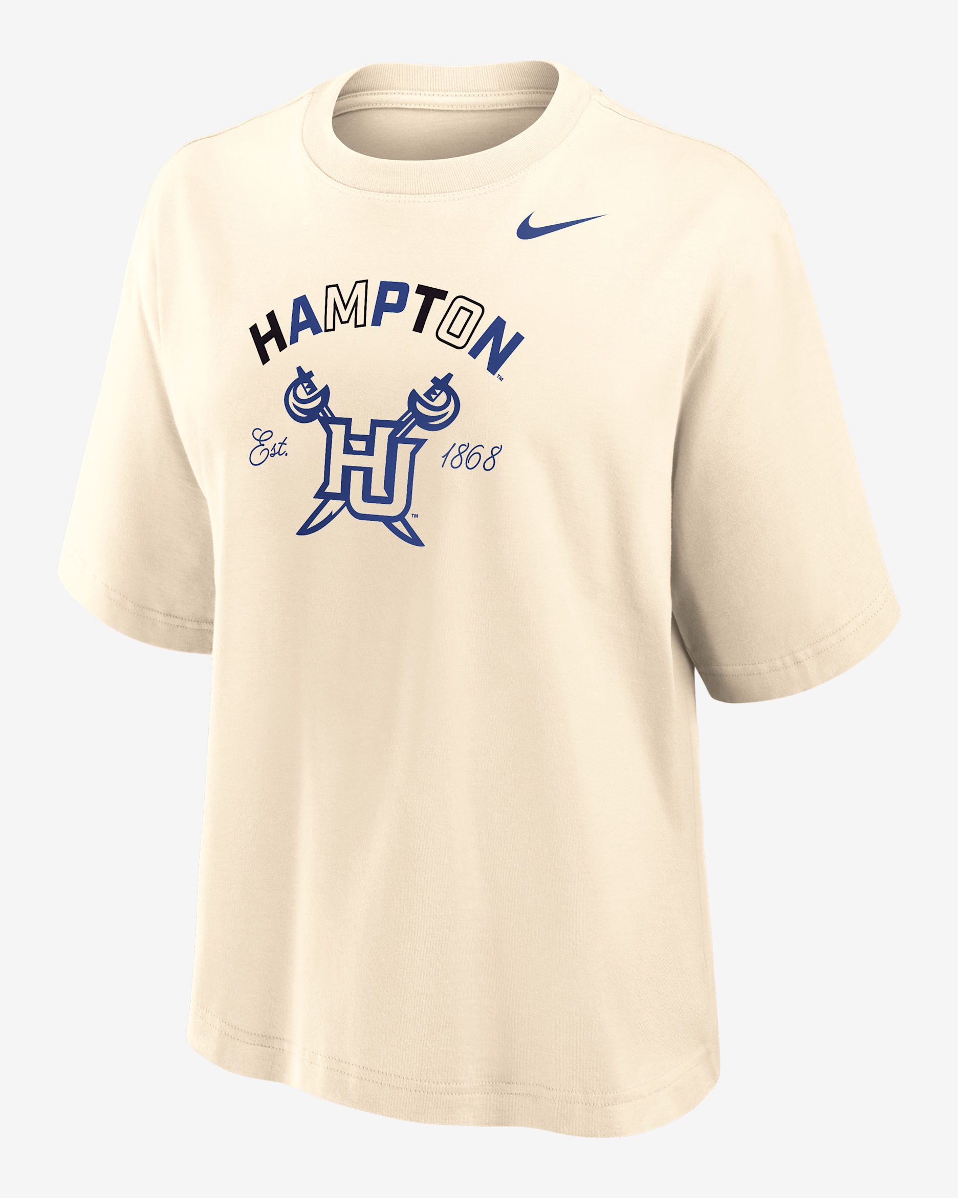 Nike College (Hampton University) Women's Boxy Cotton T-Shirt - Natural