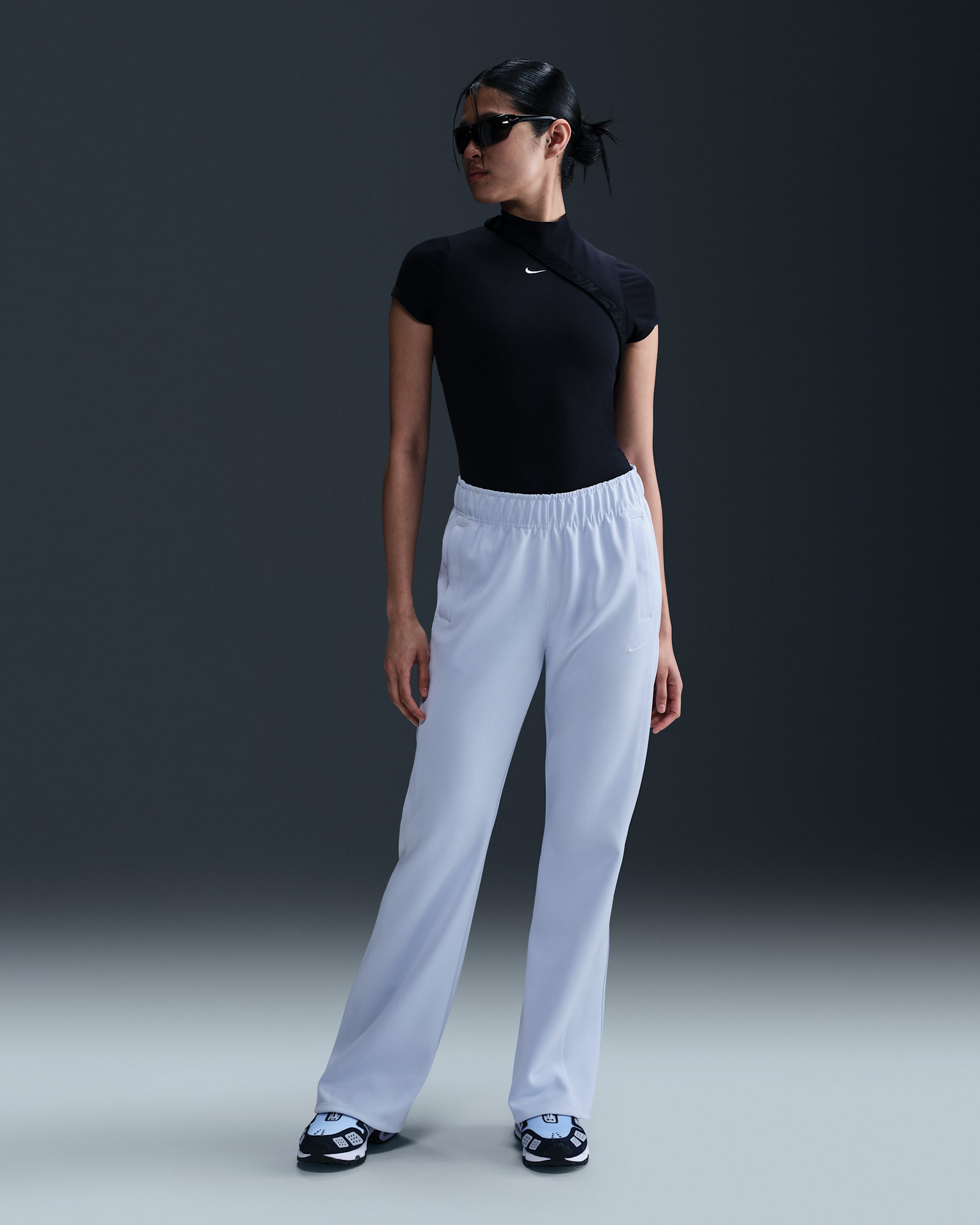 Nike Sportswear Windrunner Women's Mid-Rise Slim Knit Trousers - Blue Tint/White
