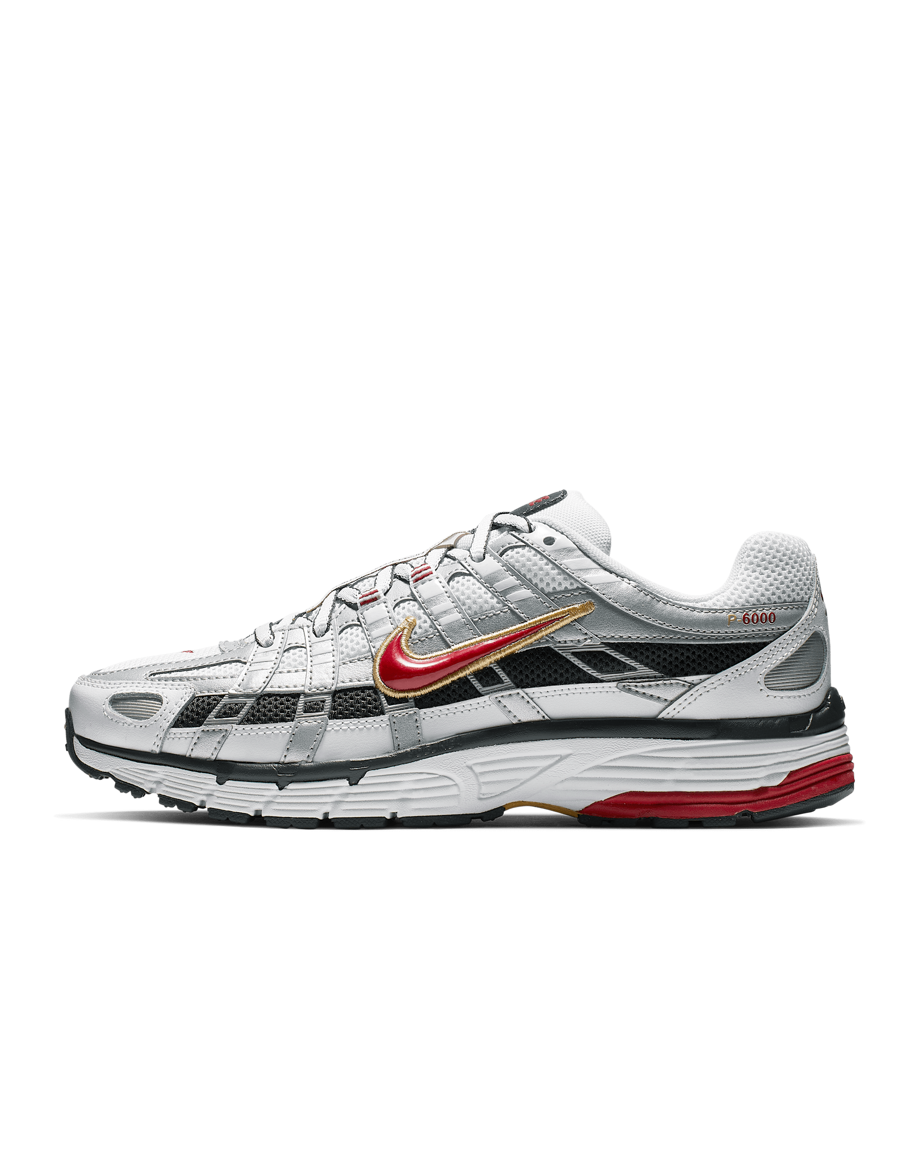 รองเท้าผู้หญิง Nike P-6000 - ขาว/Metallic Platinum/Dark Charcoal/Varsity Red