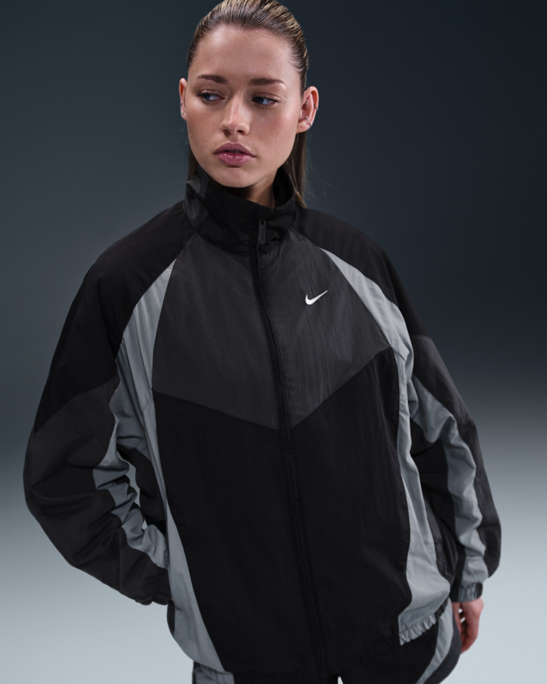 Nike Sportswear Women's Oversized Track Jacket - Black/Dark Smoke Grey/Smoke Grey/Sail