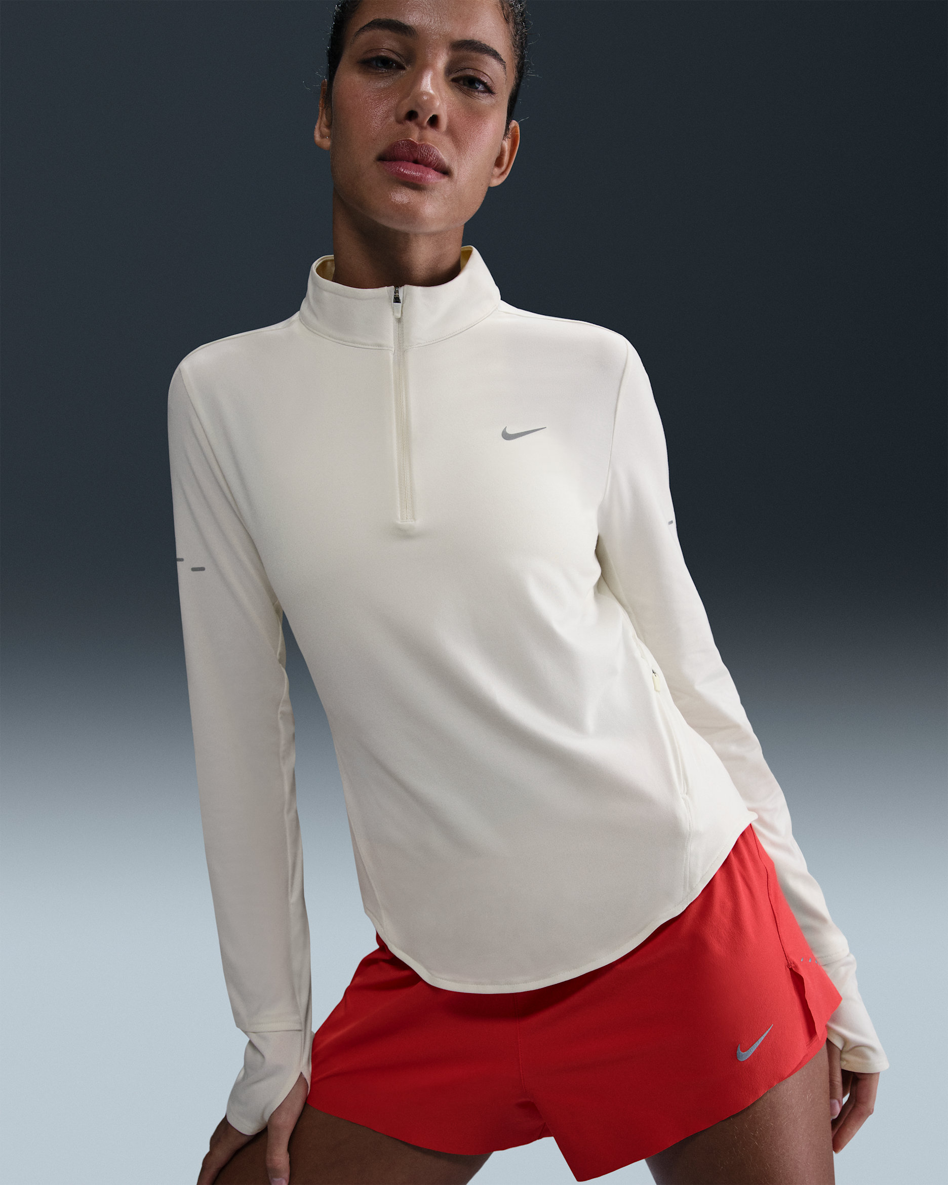 Haut de running à 1/4 de zip anti-UV Dri-FIT Nike Swift pour femme - Sail