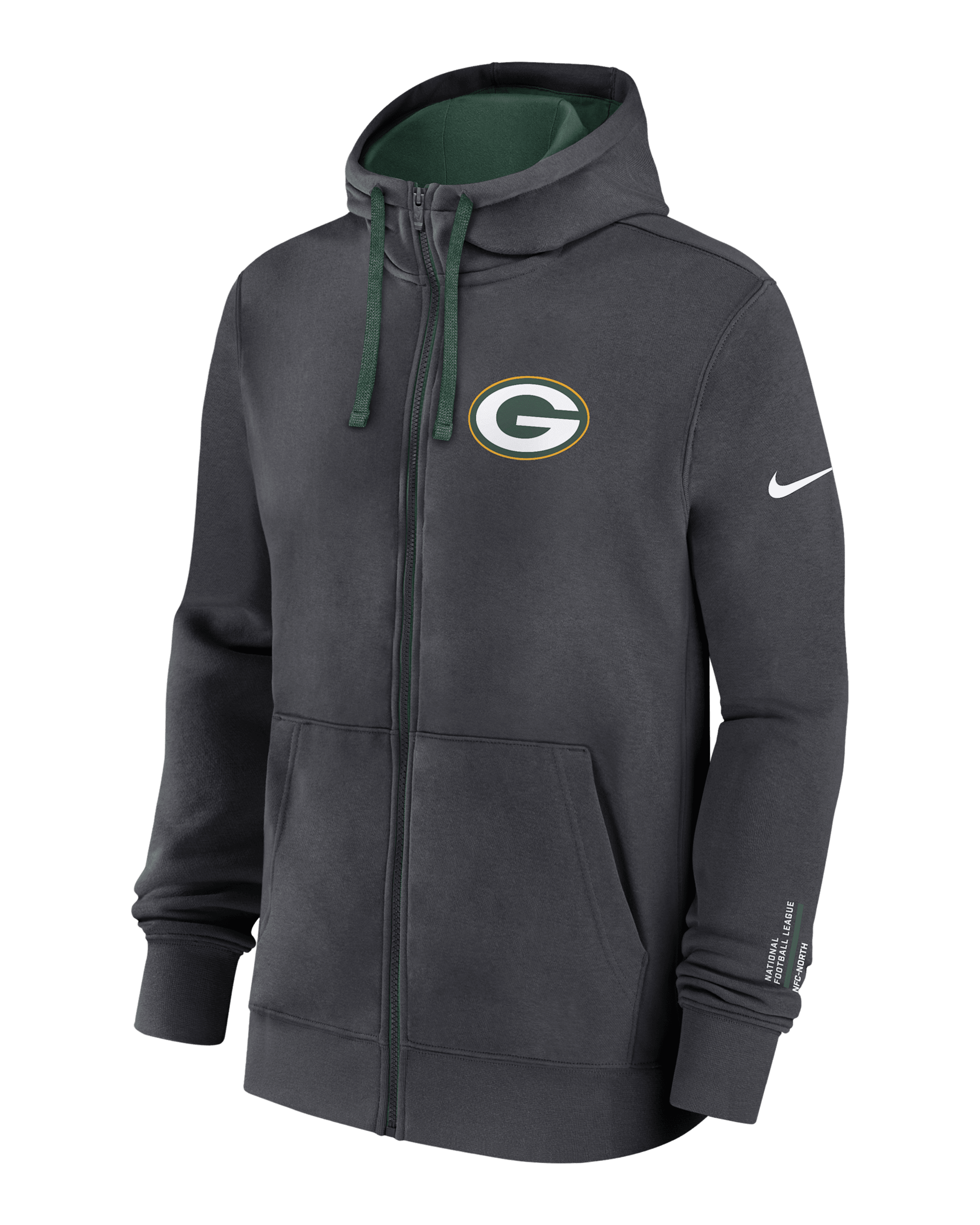 Green Bay Packers Playbook Page Club Men's Nike NFL Full-Zip Hoodie - Anthracite