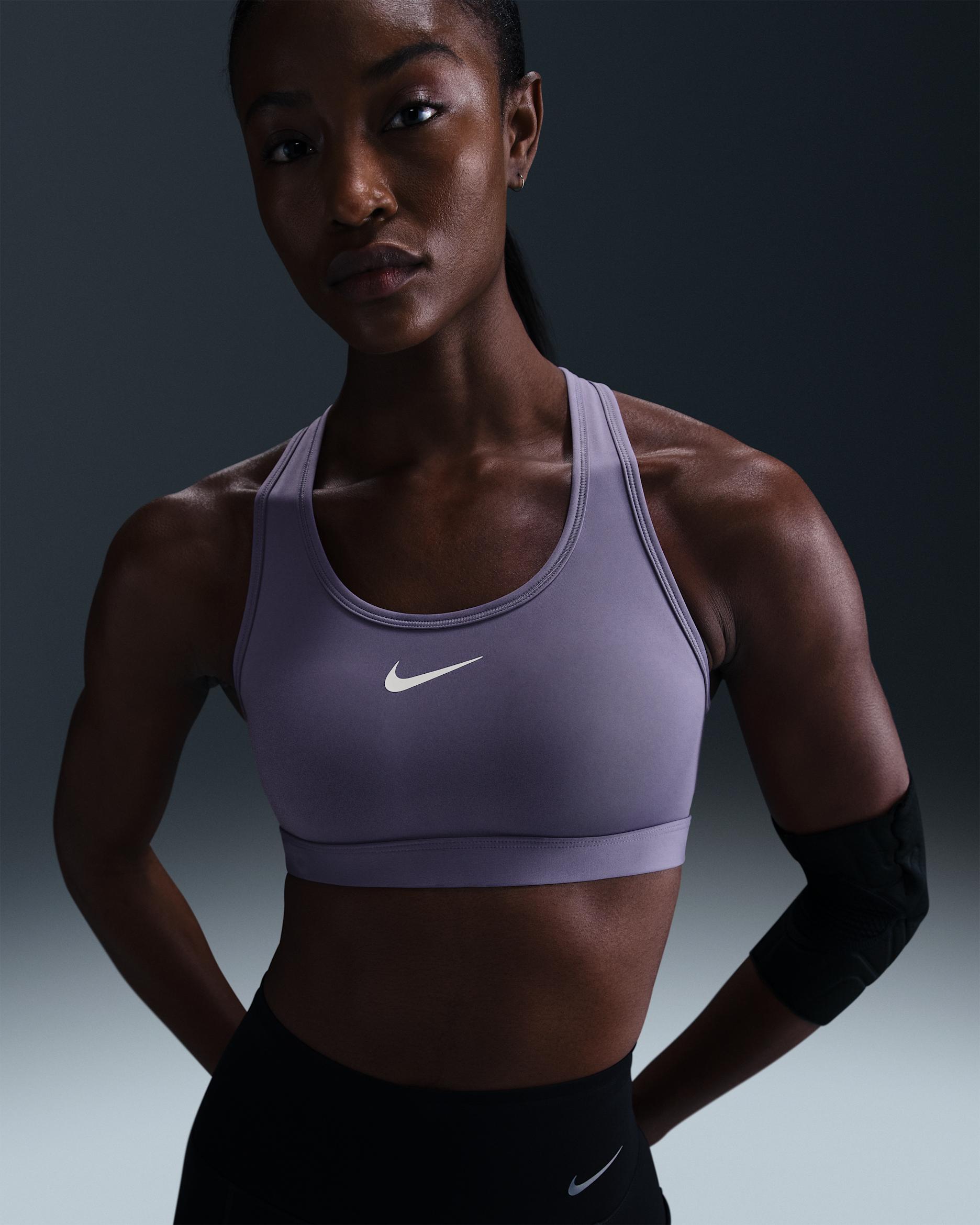 Nike Swoosh Medium-Support Women's Padded Sports Bra - Dusty Amethyst/White