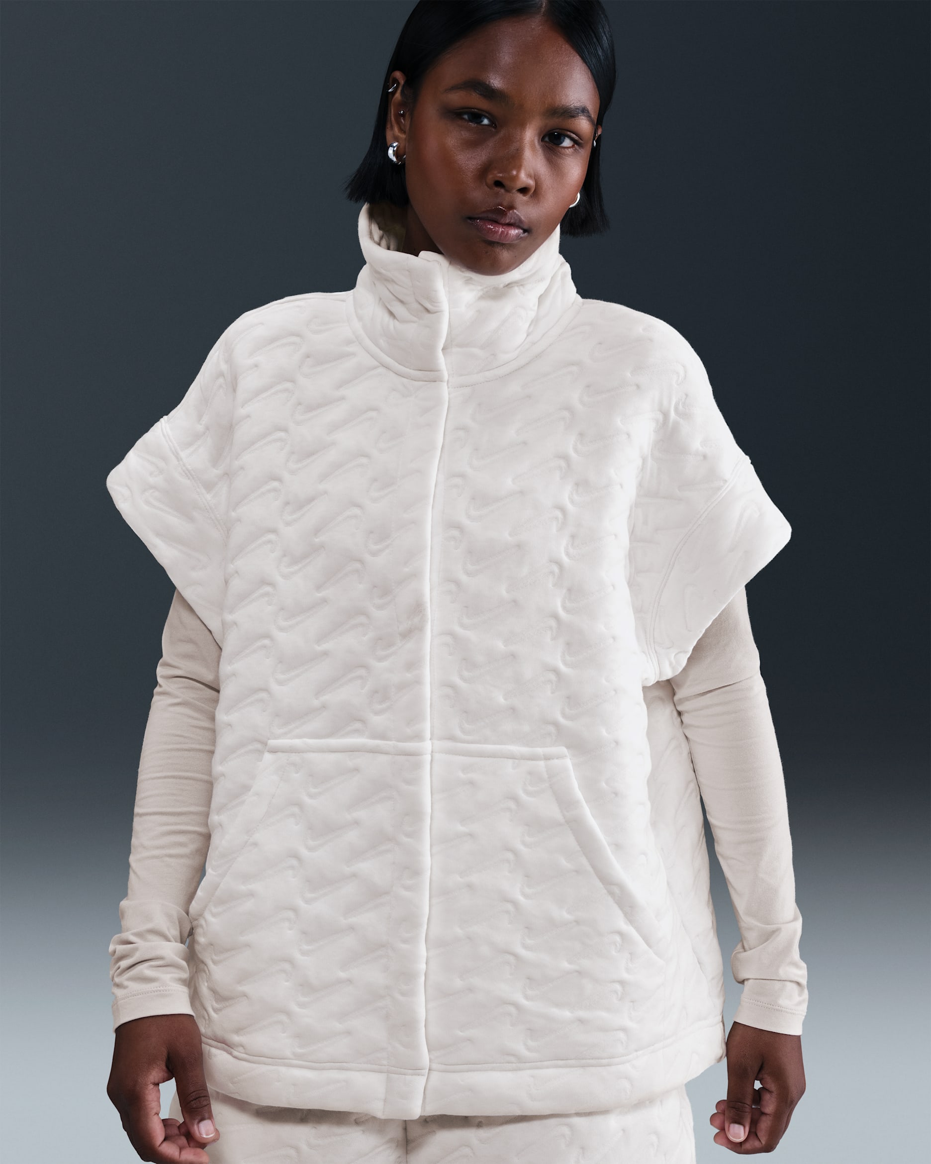 Nike Sportswear Phoenix Fleece Women's Oversized Jacquard Gilet - Sail/Sand Drift