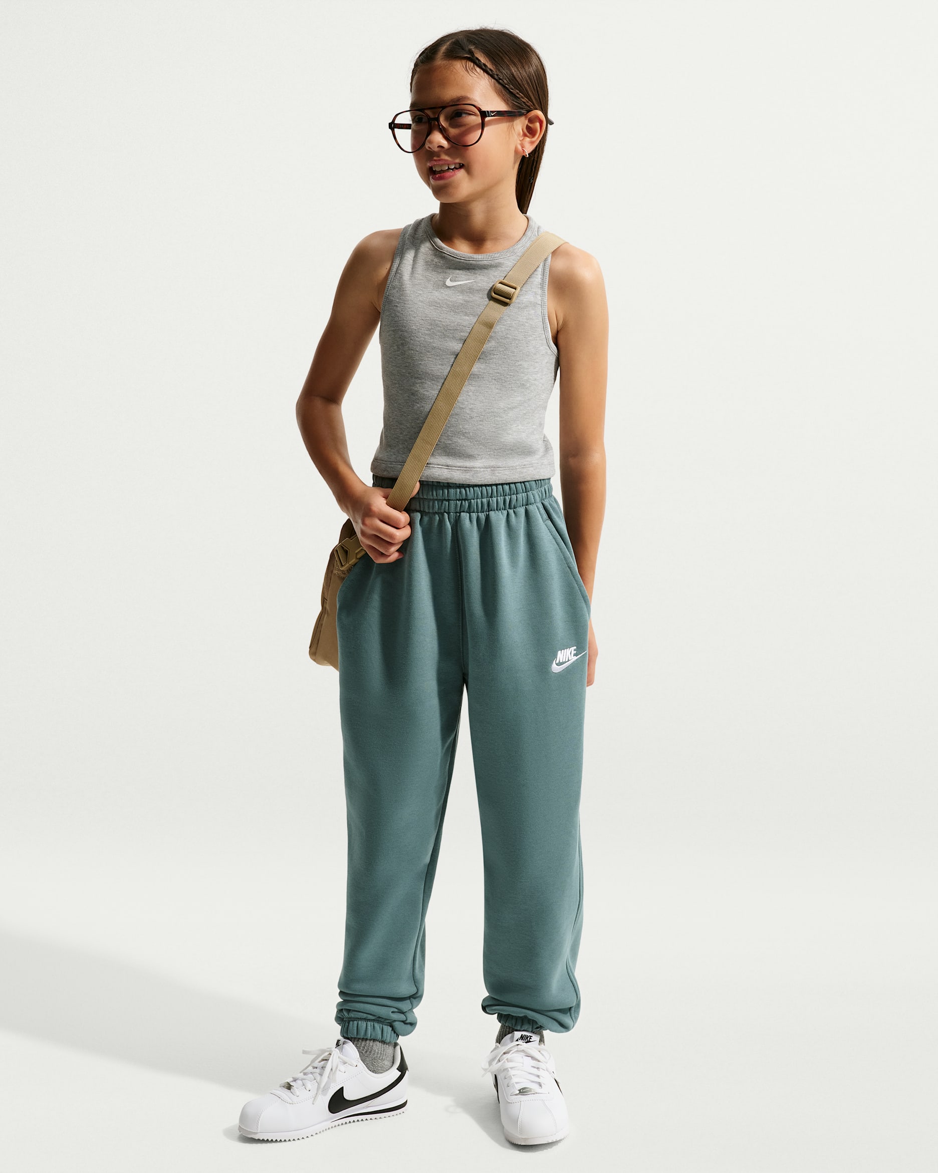 Nike Sportswear Club Fleece Older Kids' Loose Trousers - Mineral Slate/Mineral Slate/White