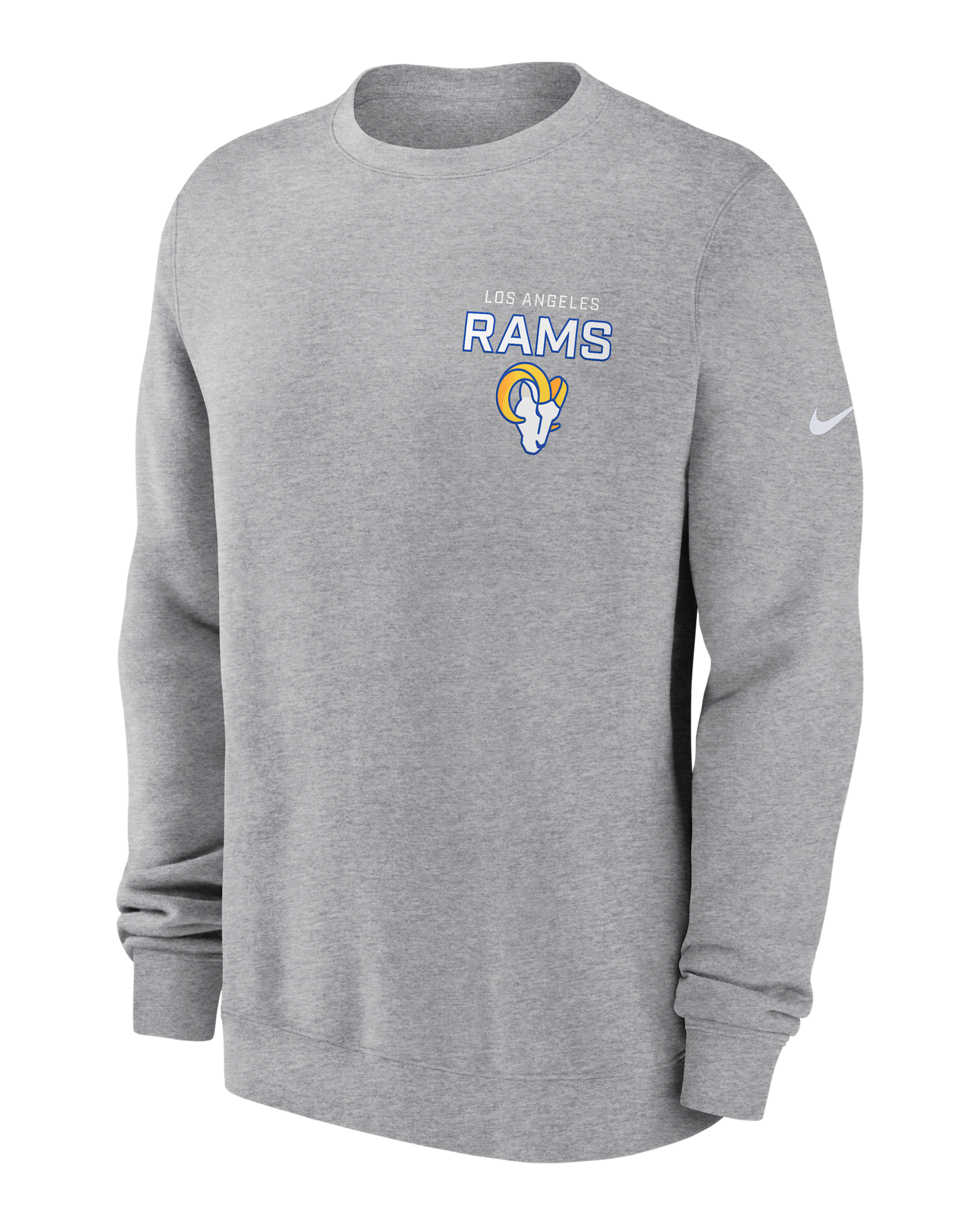 Los Angeles Rams Draw Block Club Men's Nike NFL Pullover Crew - Dark Grey Heather