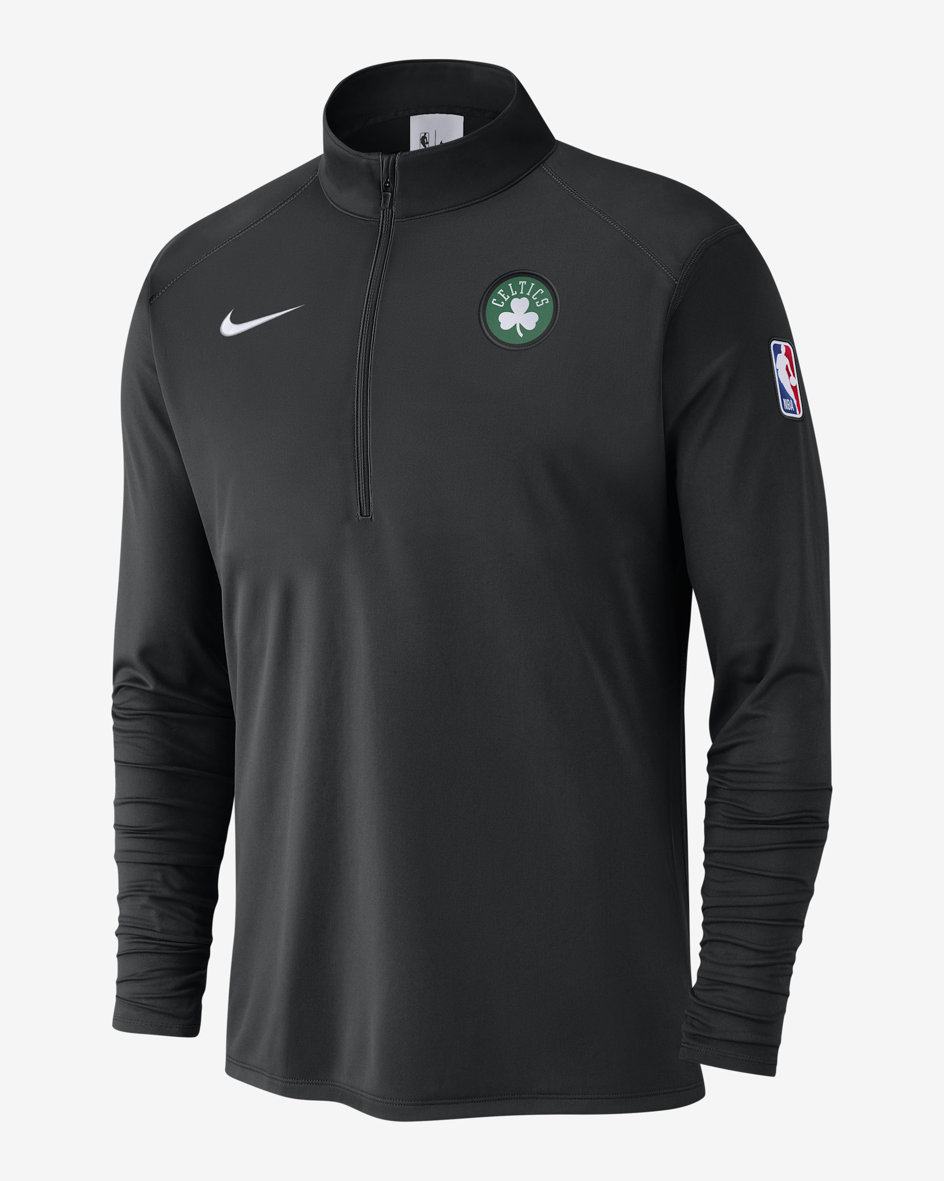 Playera de manga larga Nike de la NBA de medio cierre para hombre Boston Celtics - Negro/Negro/Blanco