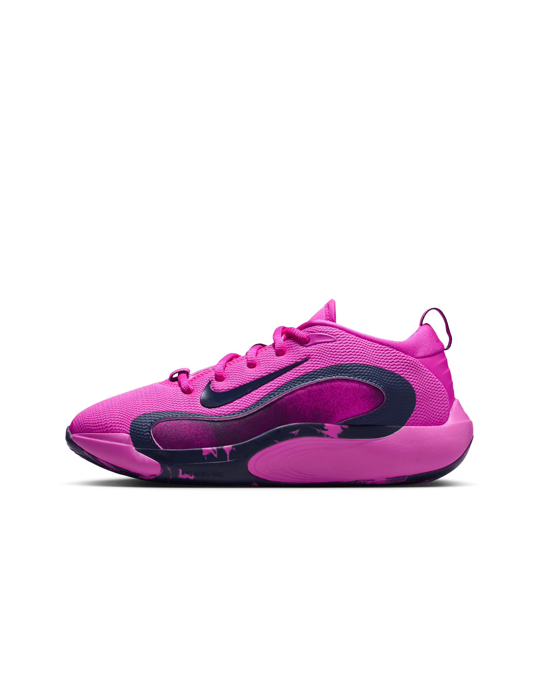 Tenis de básquetbol para niños grandes Nike IsoFly - Rosa pasión/Azul marino medianoche