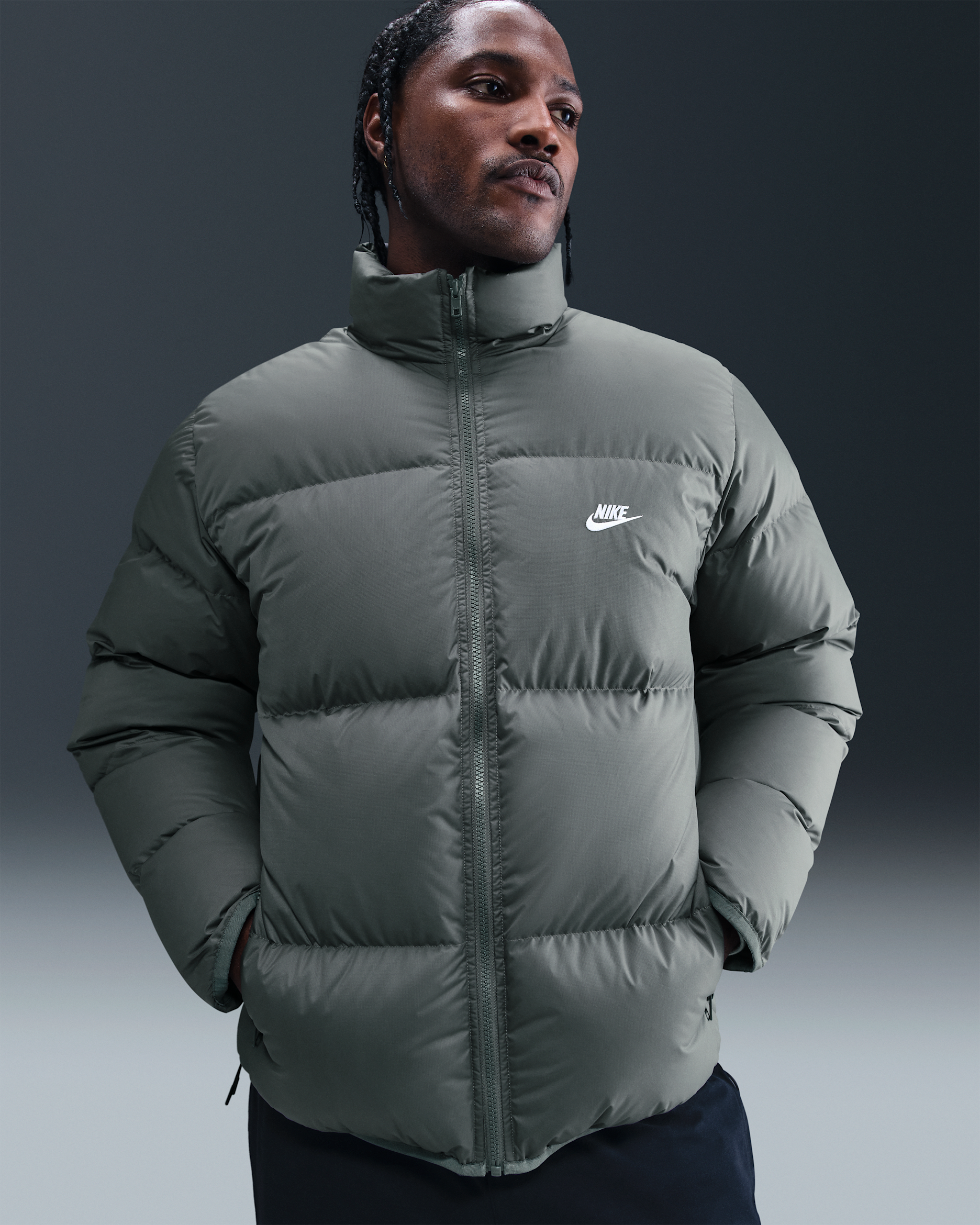 Nike Sportswear Club Men's Therma-FIT Puffer Jacket - Iron Grey/White